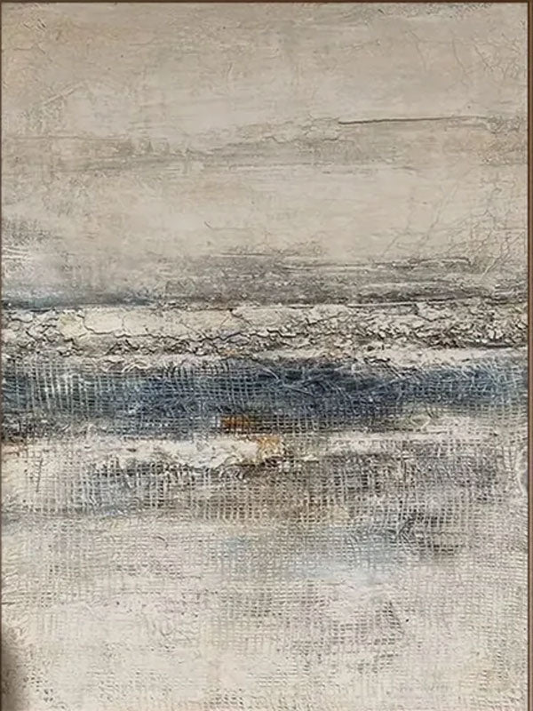 Heavy Impasto Abstract Canvas | Serene Blue & Neutral Landscape Art #JJ 079