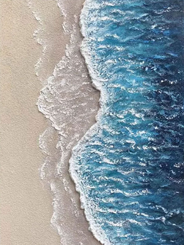 Textured Blue & Beige Beach Art∣Coastal  Painting  #TC 165