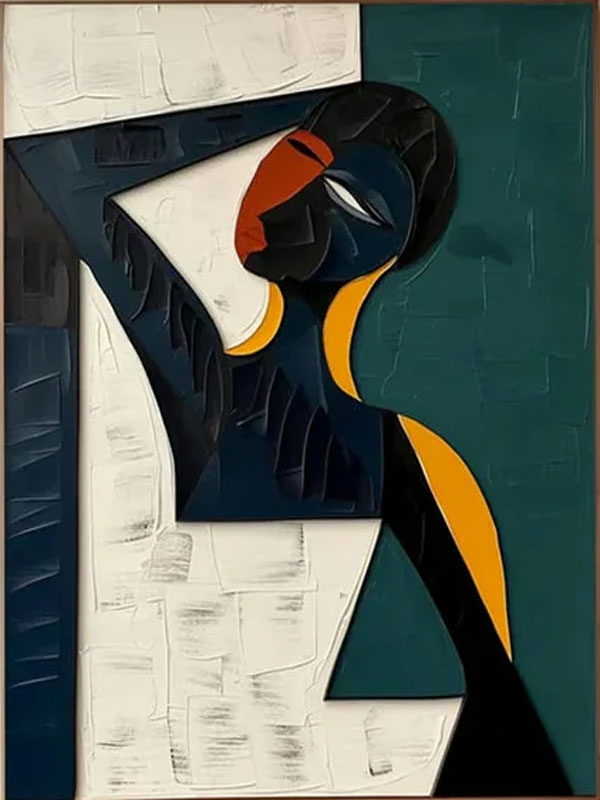 African Inspired Abstract Woman Oil Painting - Modern Figure Art  #JJ 053