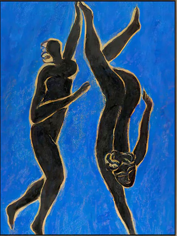 Vivid Blue Abstract Figure Art, Modern Decor #TB 059