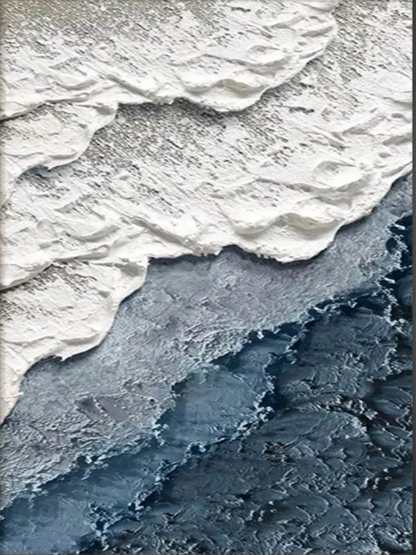 Textured Beach Abstract Oil Painting - Modern Serene Art Wall Art Canvas # JJ 140