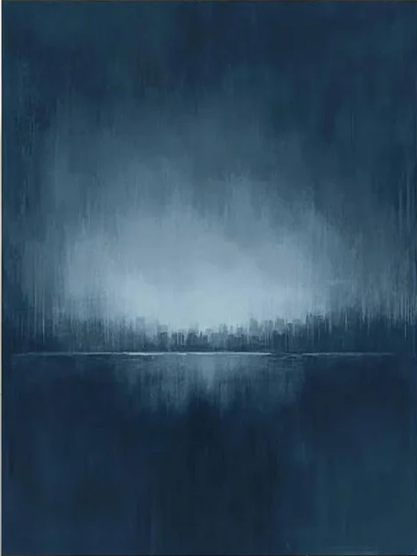 Large Contemporary Abstract  Handmade Vertical Blue Canvas Art #TC 047