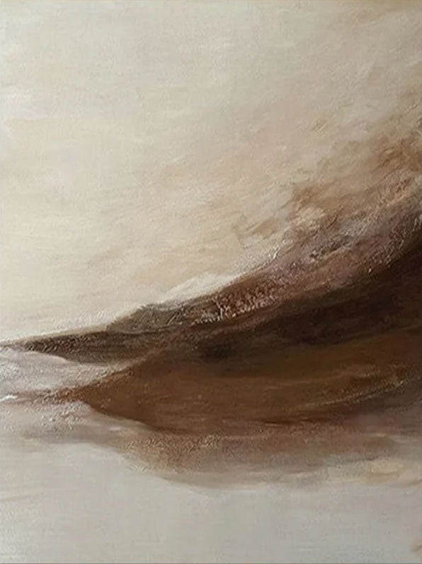 Abstract Landscape Painting | Neutral Beige & Brown Canvas Art #JJ 067