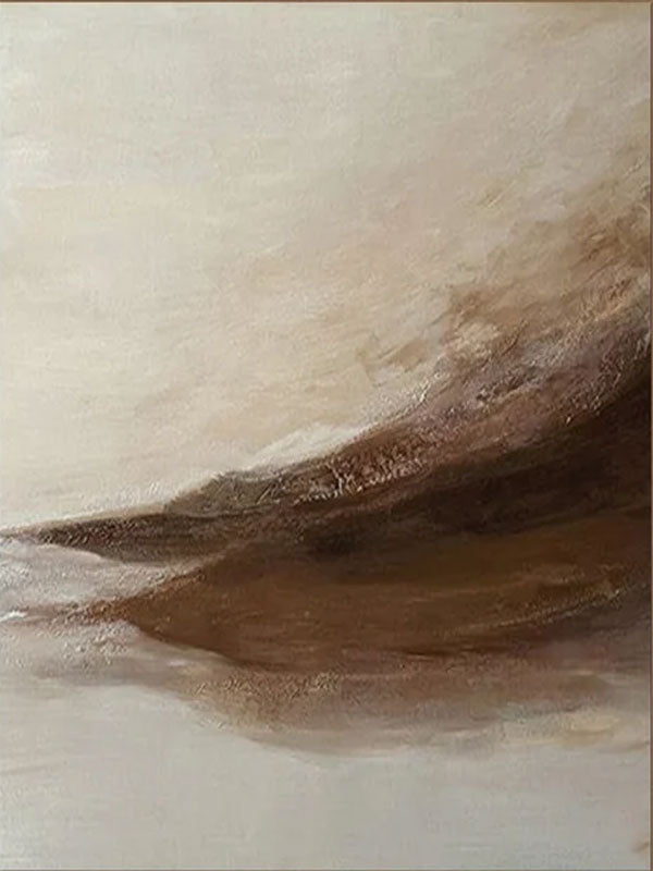 Abstract Landscape Painting | Neutral Beige & Brown Canvas Art #JJ 067