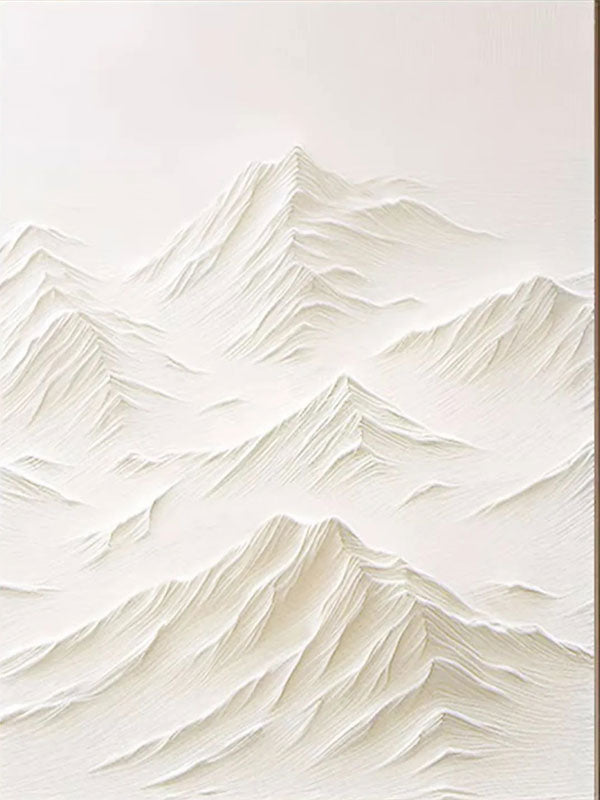 Abstract White Mountain Sculpture Art - Textured Canvas Decor #JJ 354