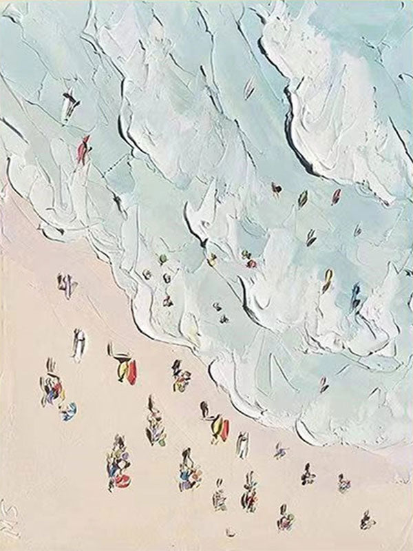 Colorful Beach Scene Abstract Painting - Modern Vibrant Art # JJ 132