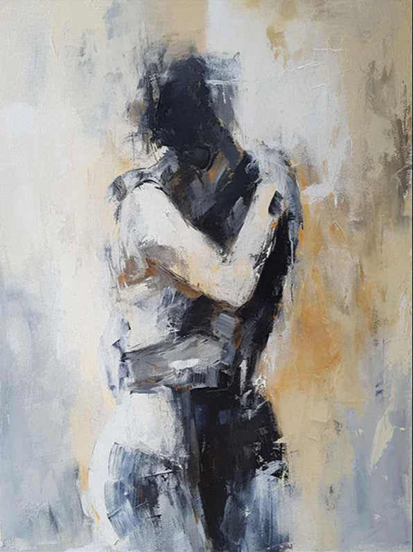 Embracing Abstract Figure Oil Painting, Modern Emotional Art Wall Decor #TB 048