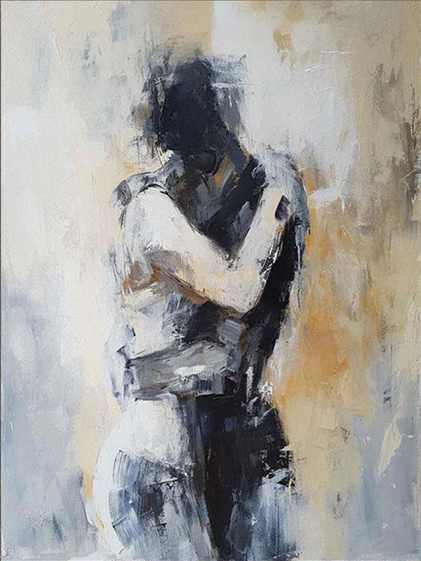 Embracing Abstract Figure Oil Painting, Modern Emotional Art Wall Decor #TB 048