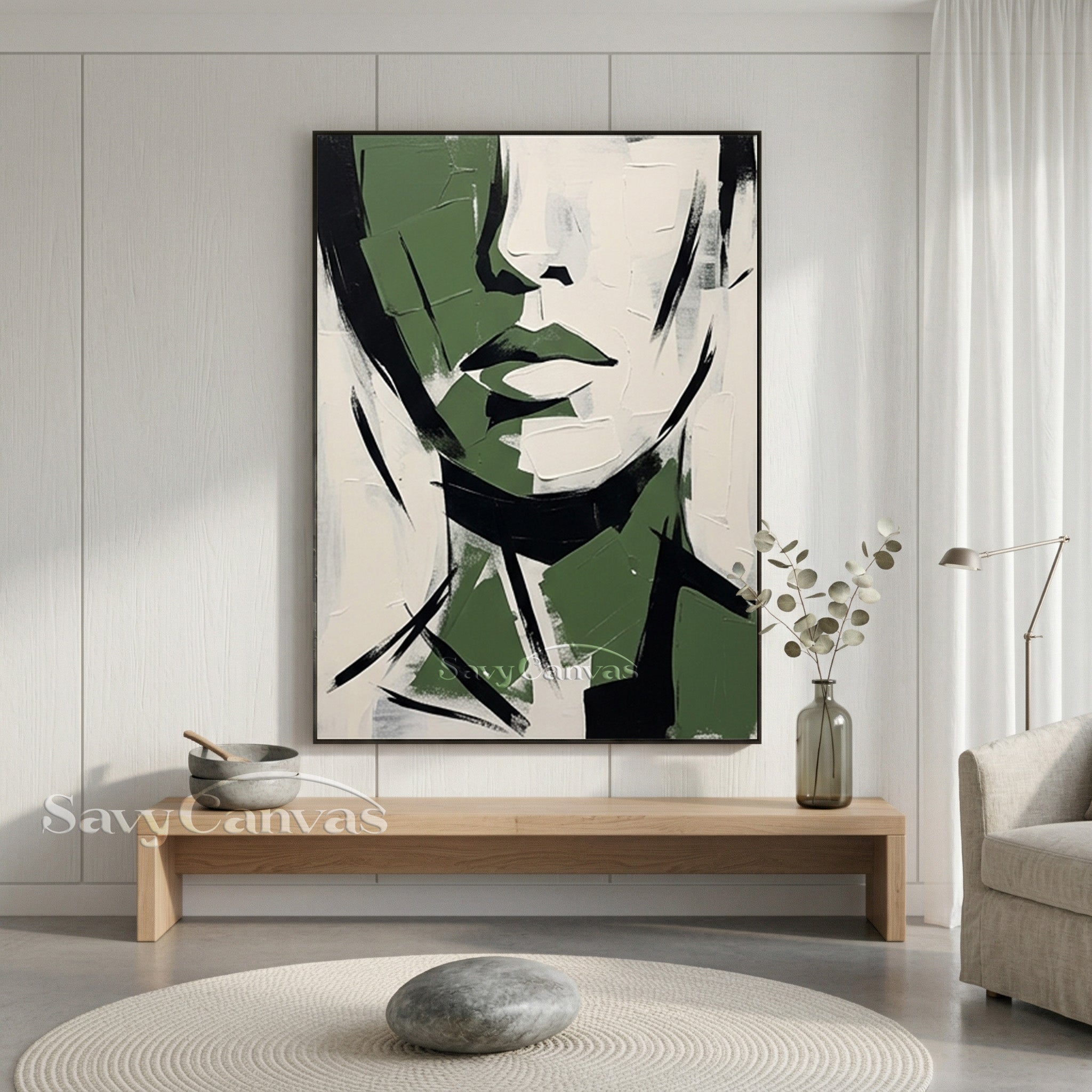 Forest Green Abstract Portrait Painting #SS 190