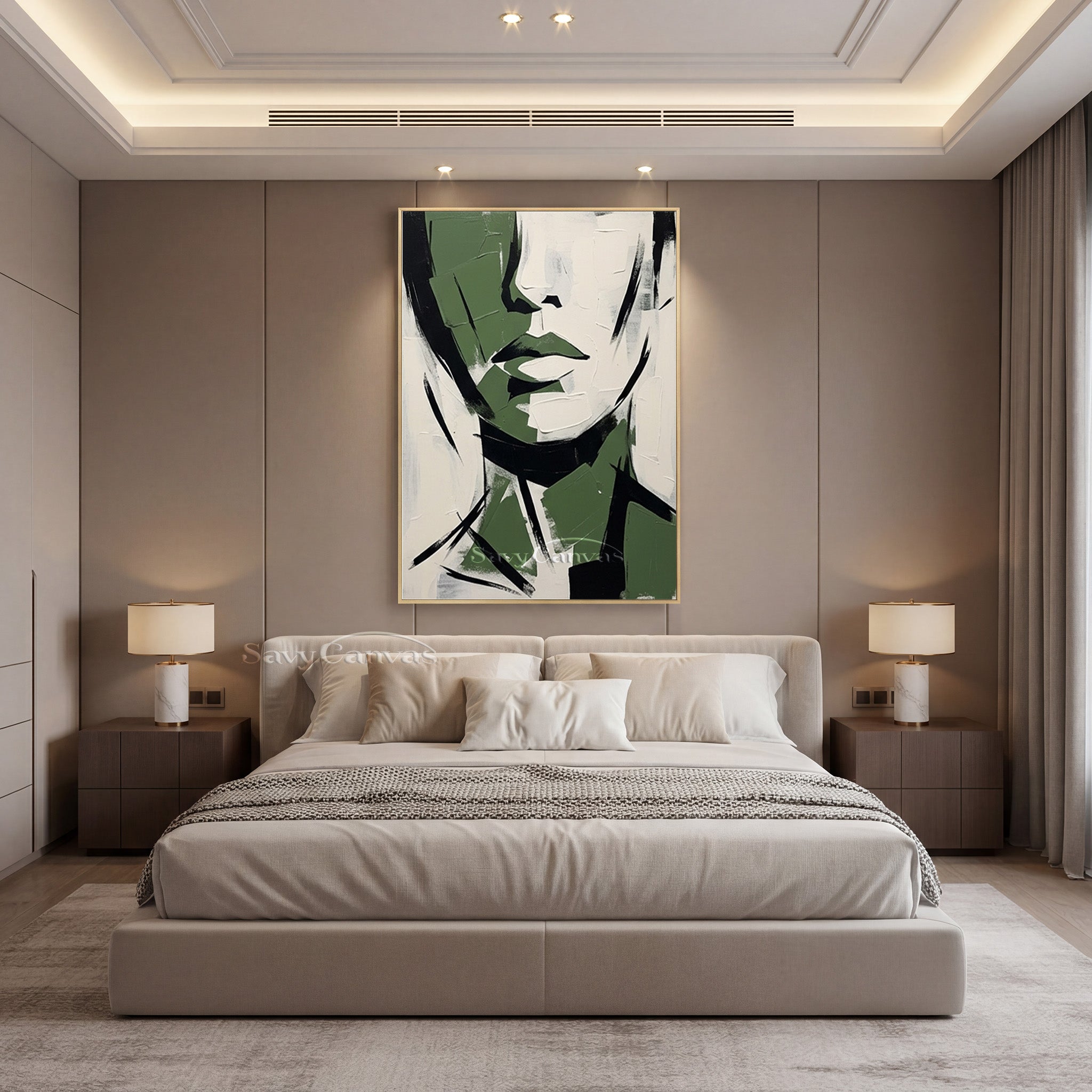 Forest Green Abstract Portrait Painting #SS 190