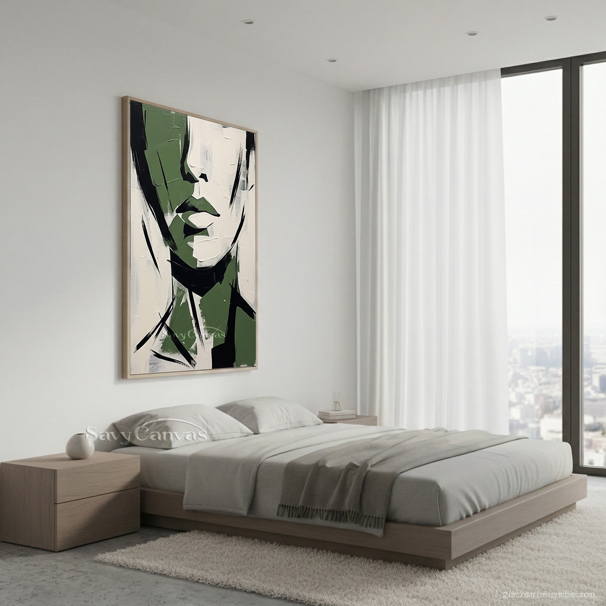Forest Green Abstract Portrait Painting #SS 190