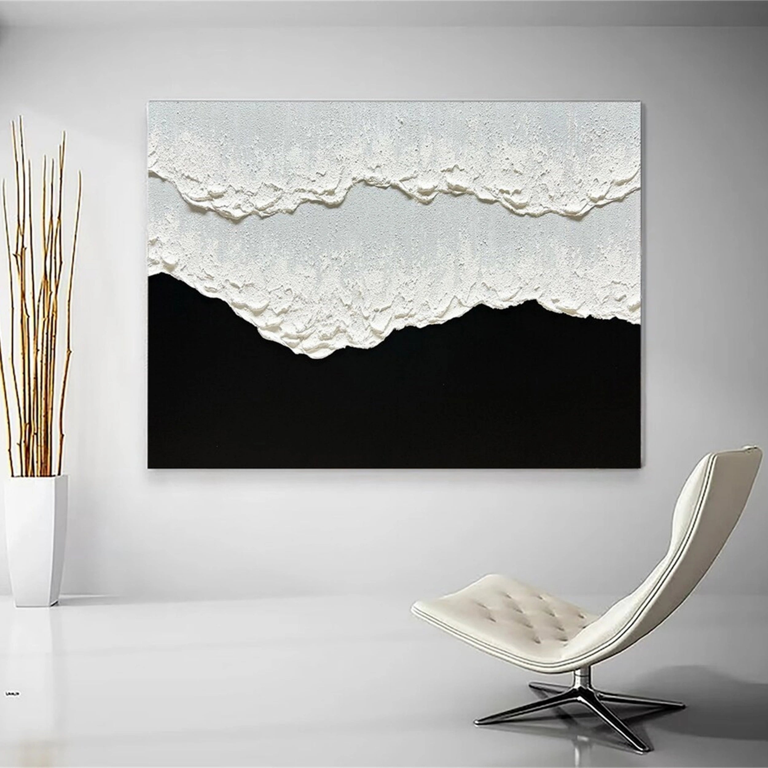 Handmade Black and White Textured Abstract Wall Decor