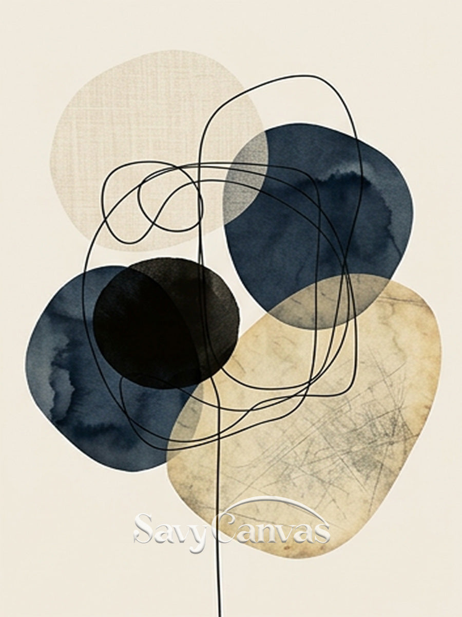 Minimalist Blue Ink Wash Abstract Wall Art | Handmade Canvas #SS 192