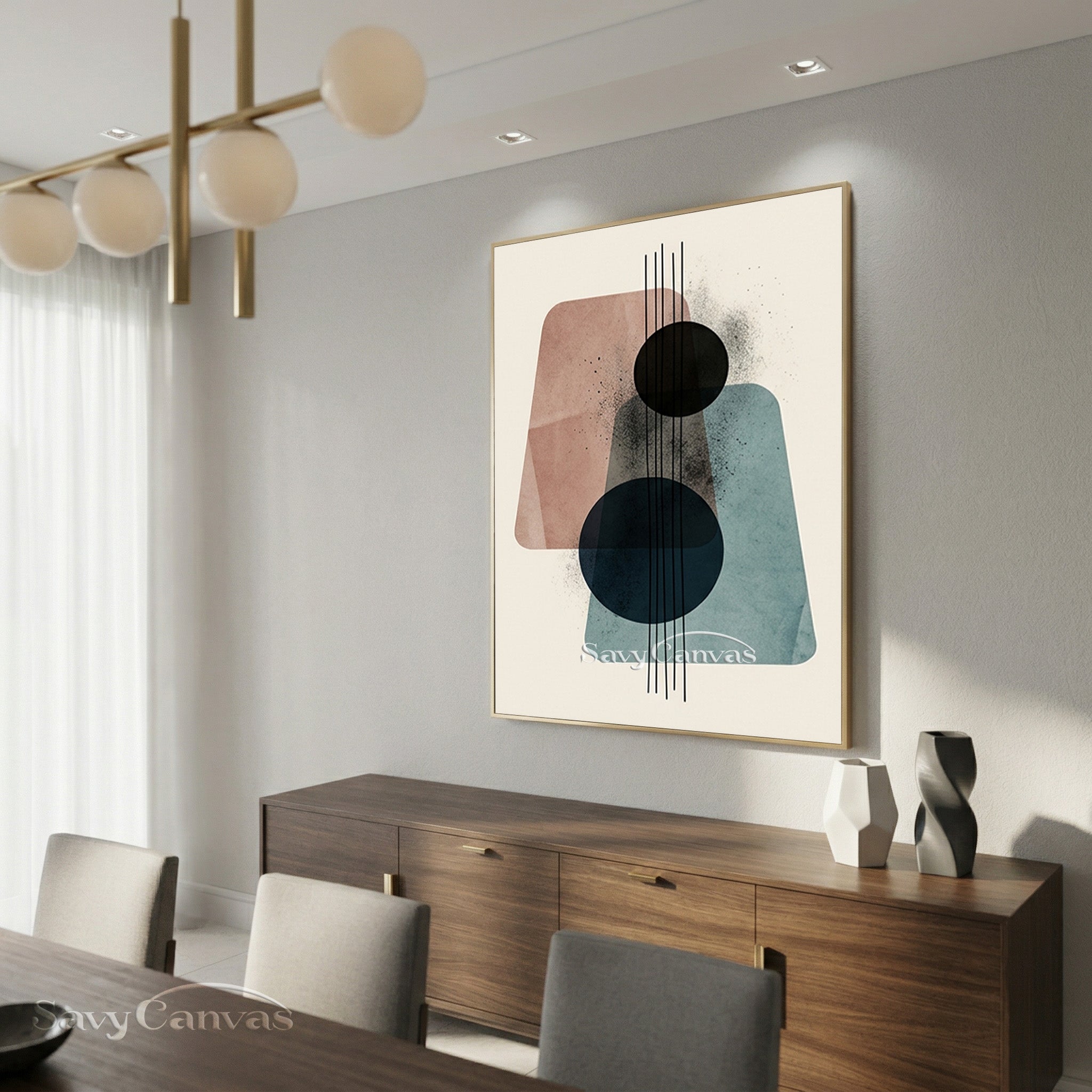 Minimalist Mid-Century Abstract Wall Art - Hand-Painted Canvas #SS 193