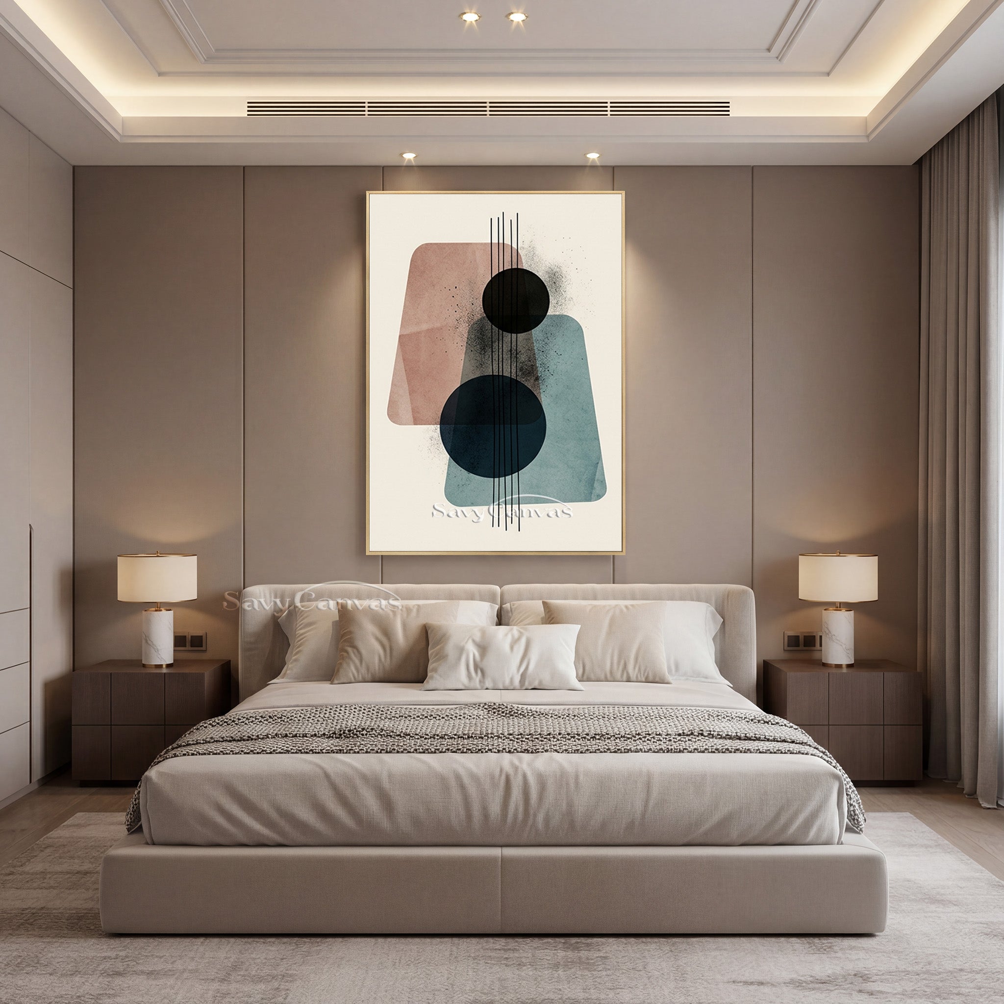 Minimalist Mid-Century Abstract Wall Art - Hand-Painted Canvas #SS 193