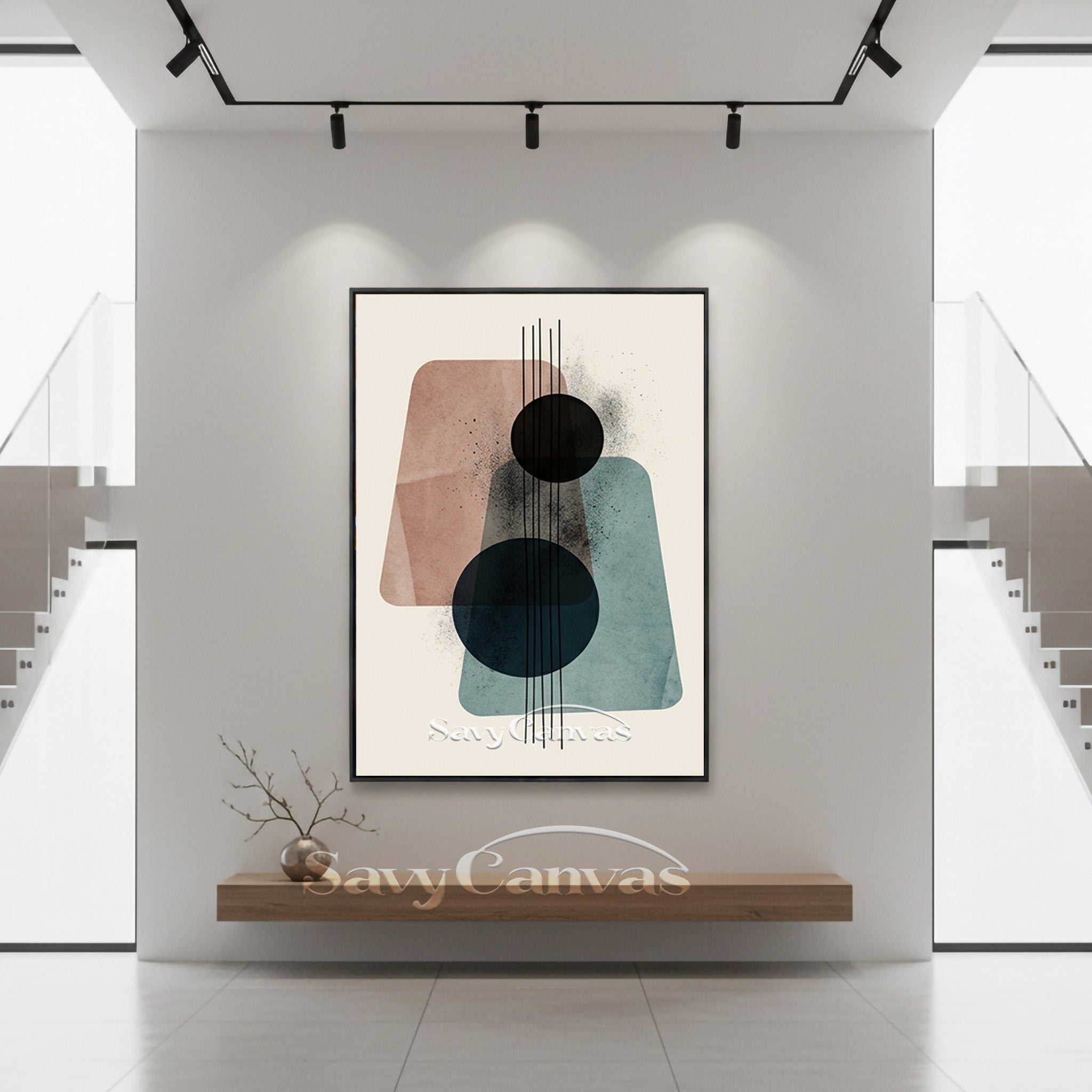 Minimalist Mid-Century Abstract Wall Art - Hand-Painted Canvas #SS 193