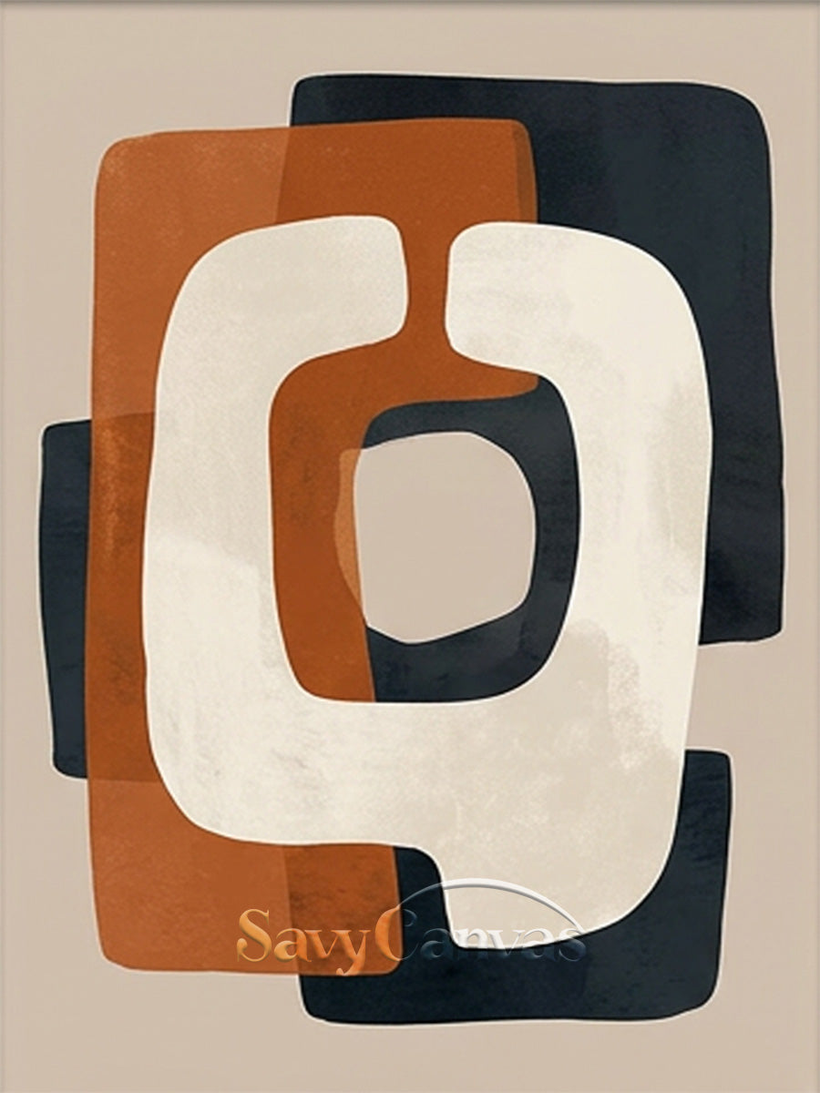 Minimalist Terracotta & Navy Blue Abstract Canvas Art for Home #SS 195