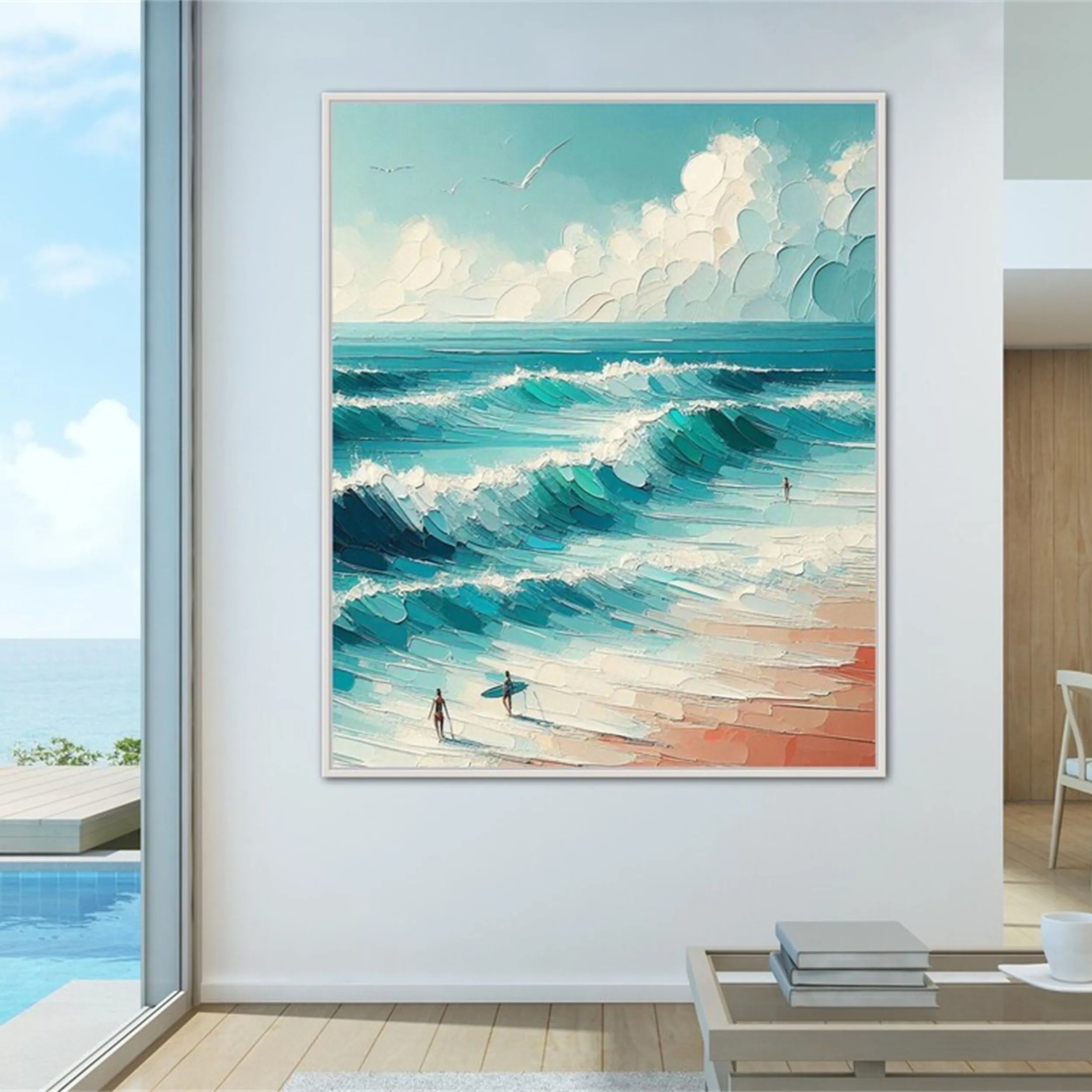 Professional Artist Oil Painting - Vibrant Beach Scene Wall Art