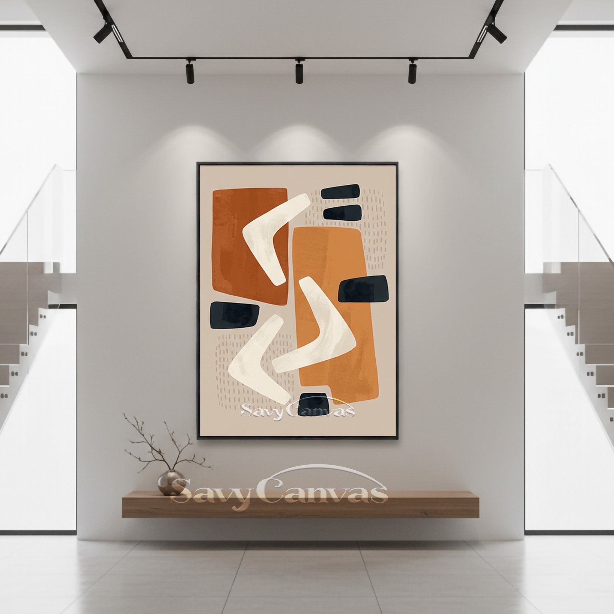 Mid-Century Modern Abstract Shapes Oil Painting #SS 198