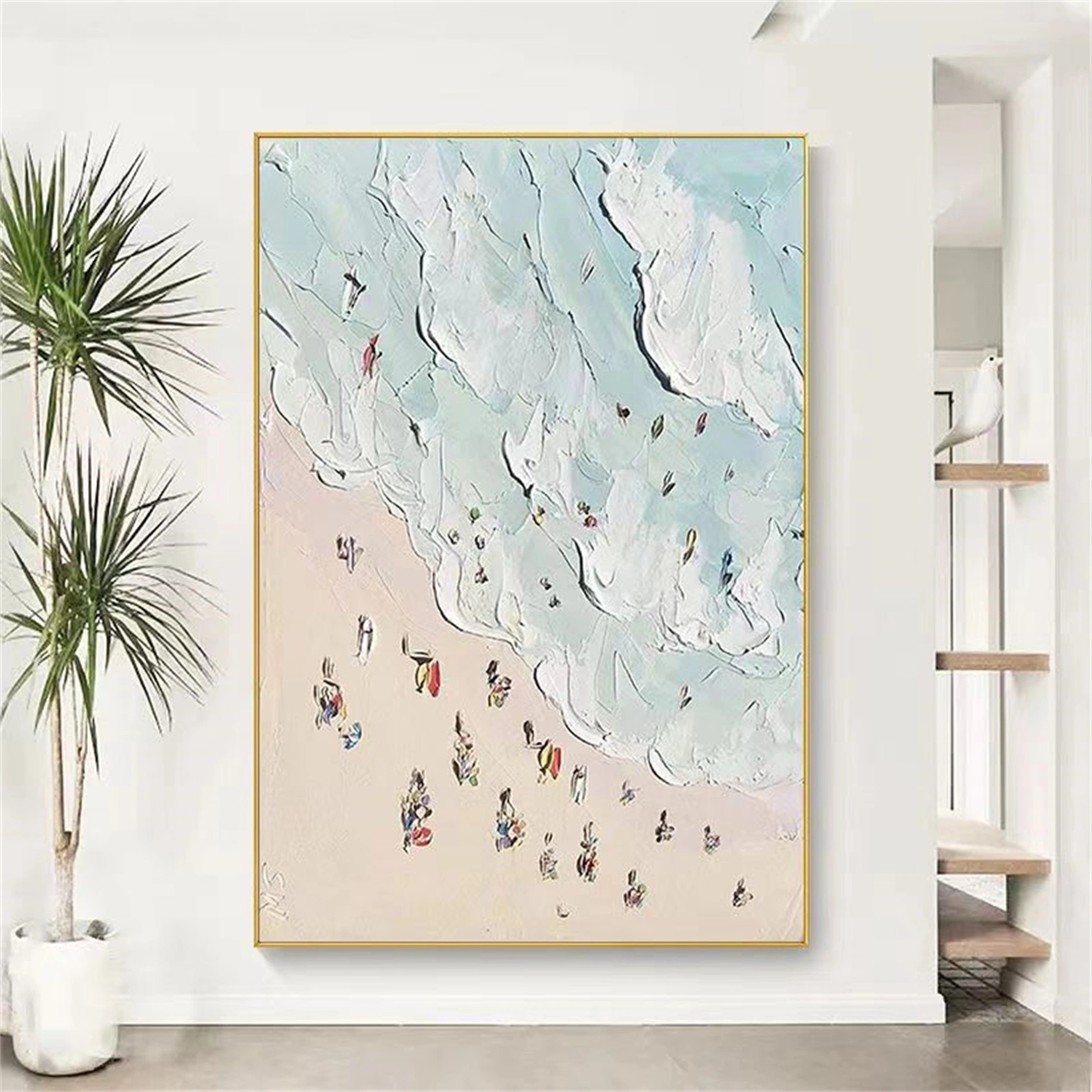 Cheerful Beach Abstract - Colorful Vacation Oil Painting