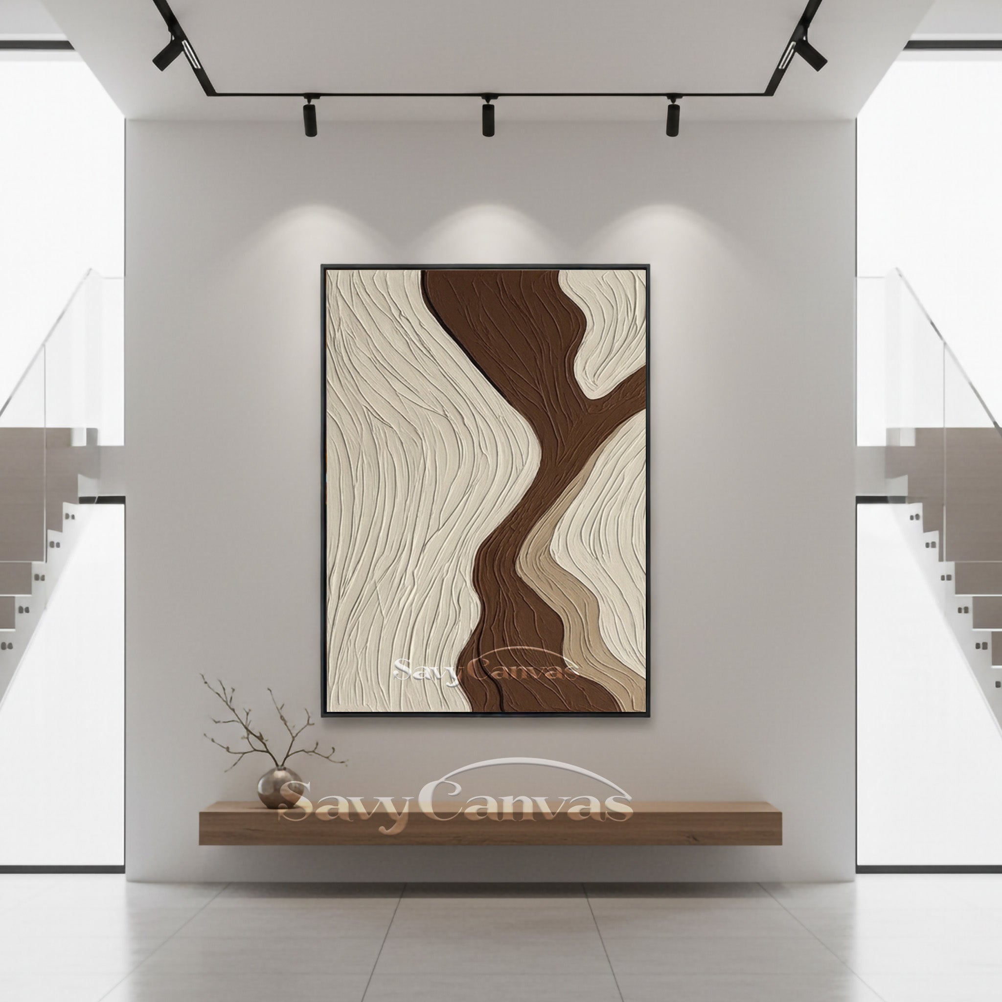 Minimalist 3D Textured Abstract Wave Oil Painting | Earth Tones #SS 199