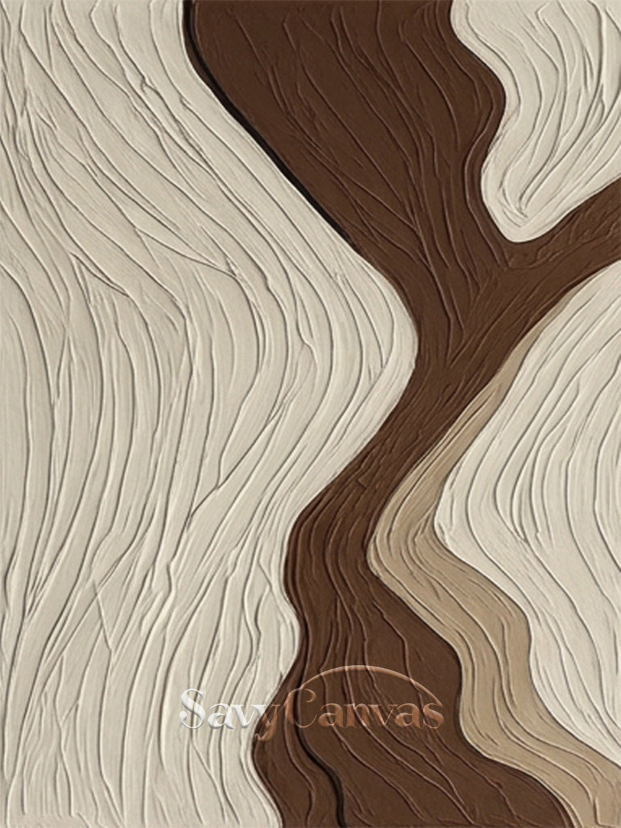 Minimalist 3D Textured Abstract Wave Oil Painting | Earth Tones #SS 199