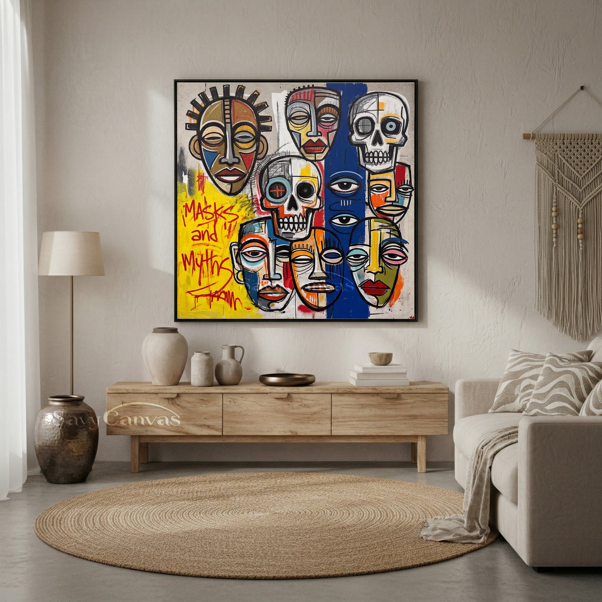 Masks & Myths Street Art Graffiti Oil Painting on Canvas #SS 051