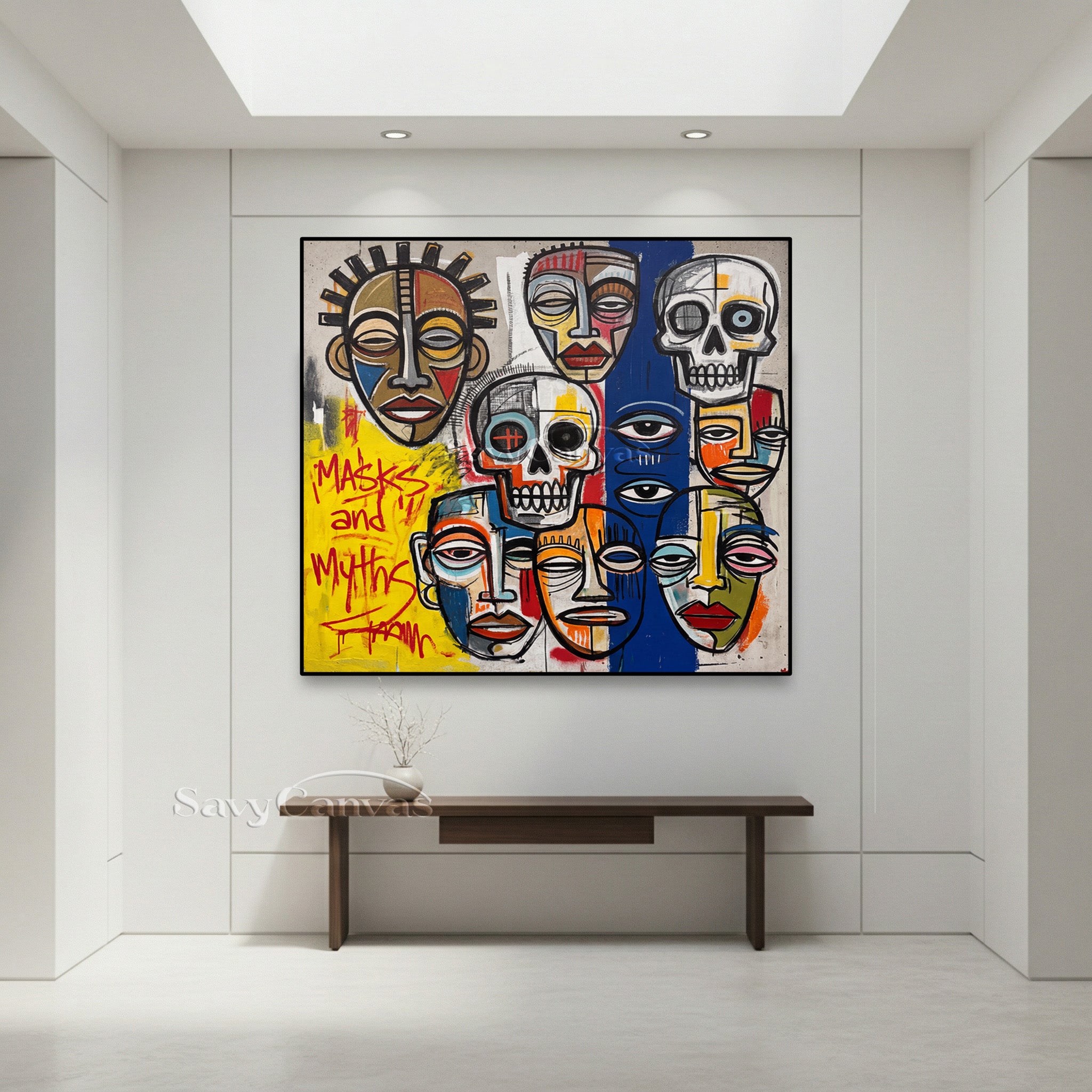 Masks & Myths Street Art Graffiti Oil Painting on Canvas #SS 051