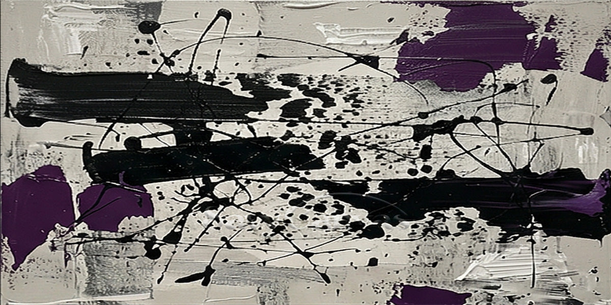 Original Pollock Style Drip Painting | Black & White Abstract #JJ 463