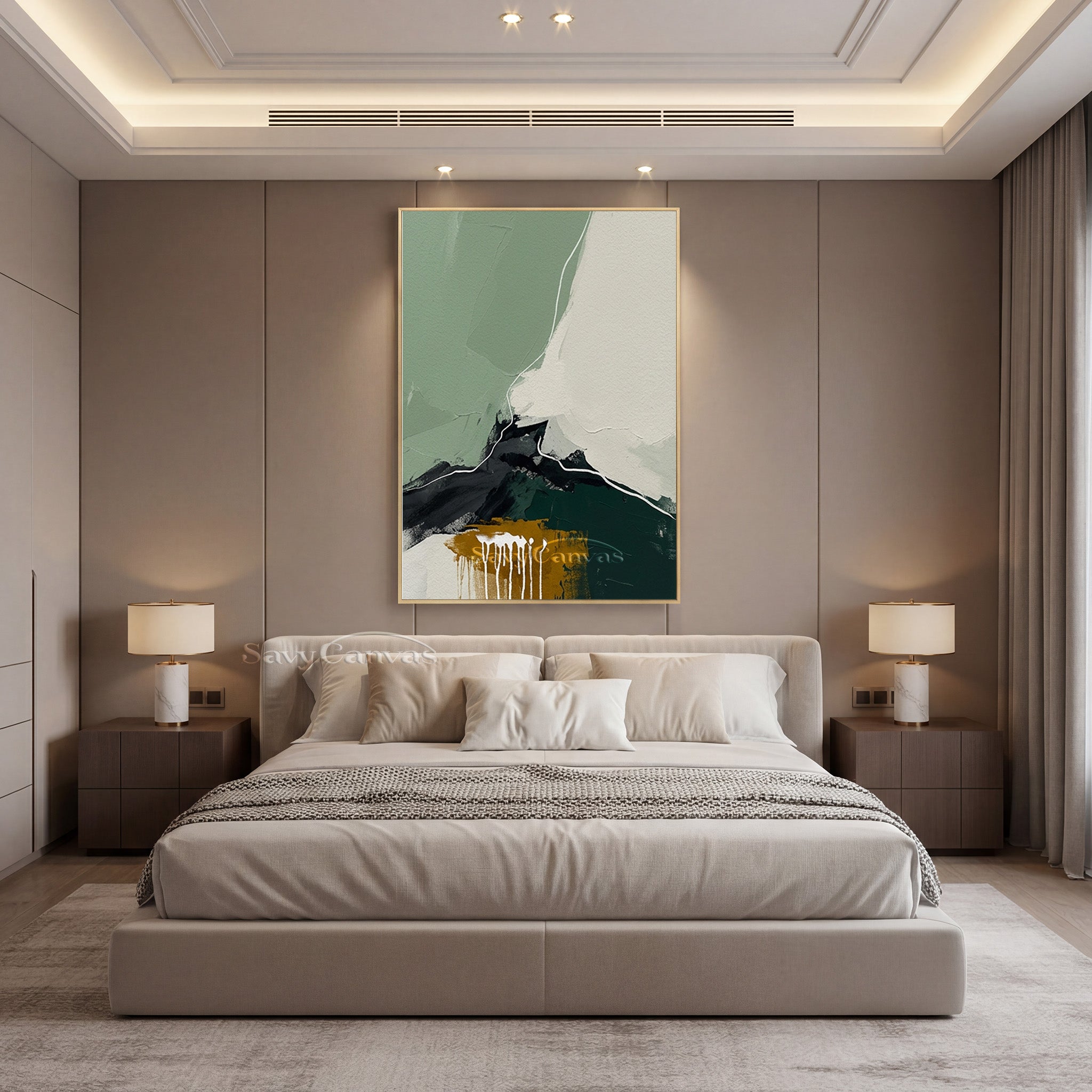 Handmade Minimalist Green Landscape Abstract Art for Home #SS 137