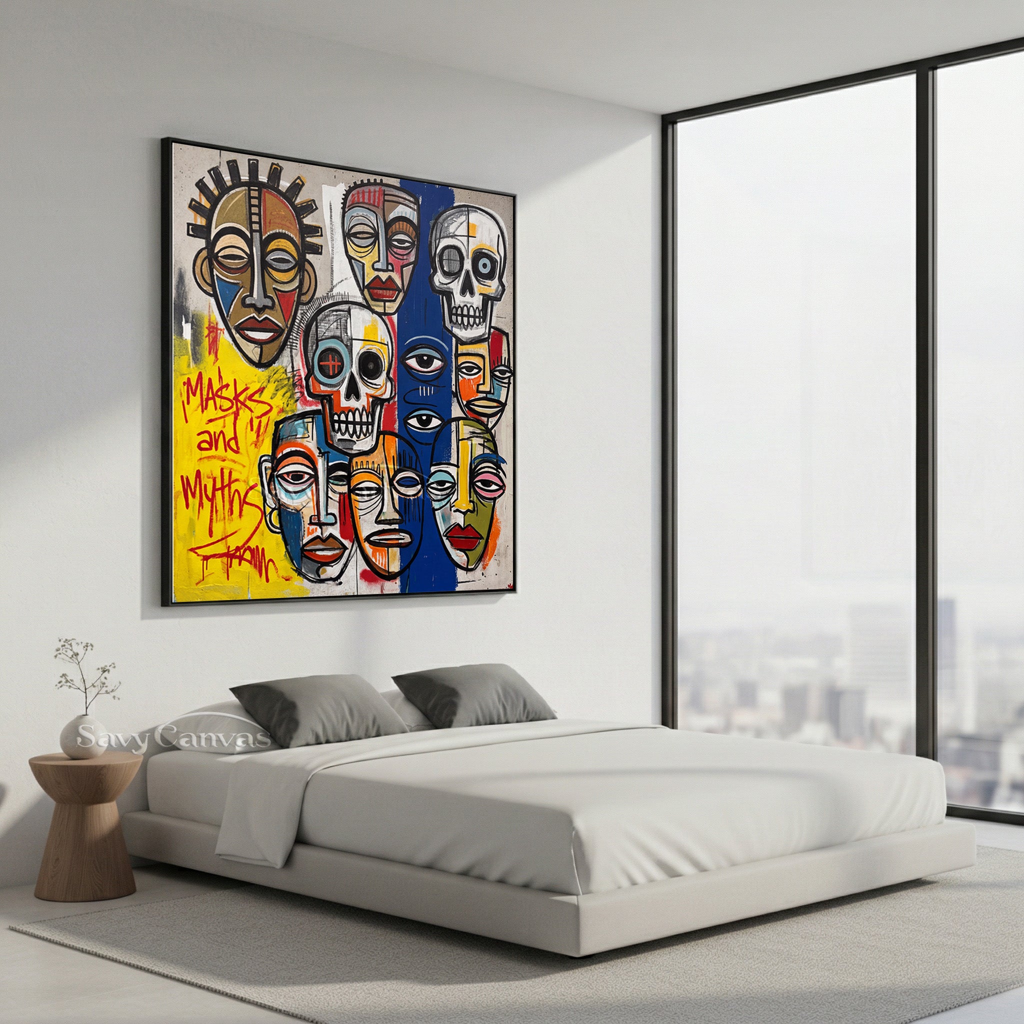 Masks & Myths Street Art Graffiti Oil Painting on Canvas #SS 051