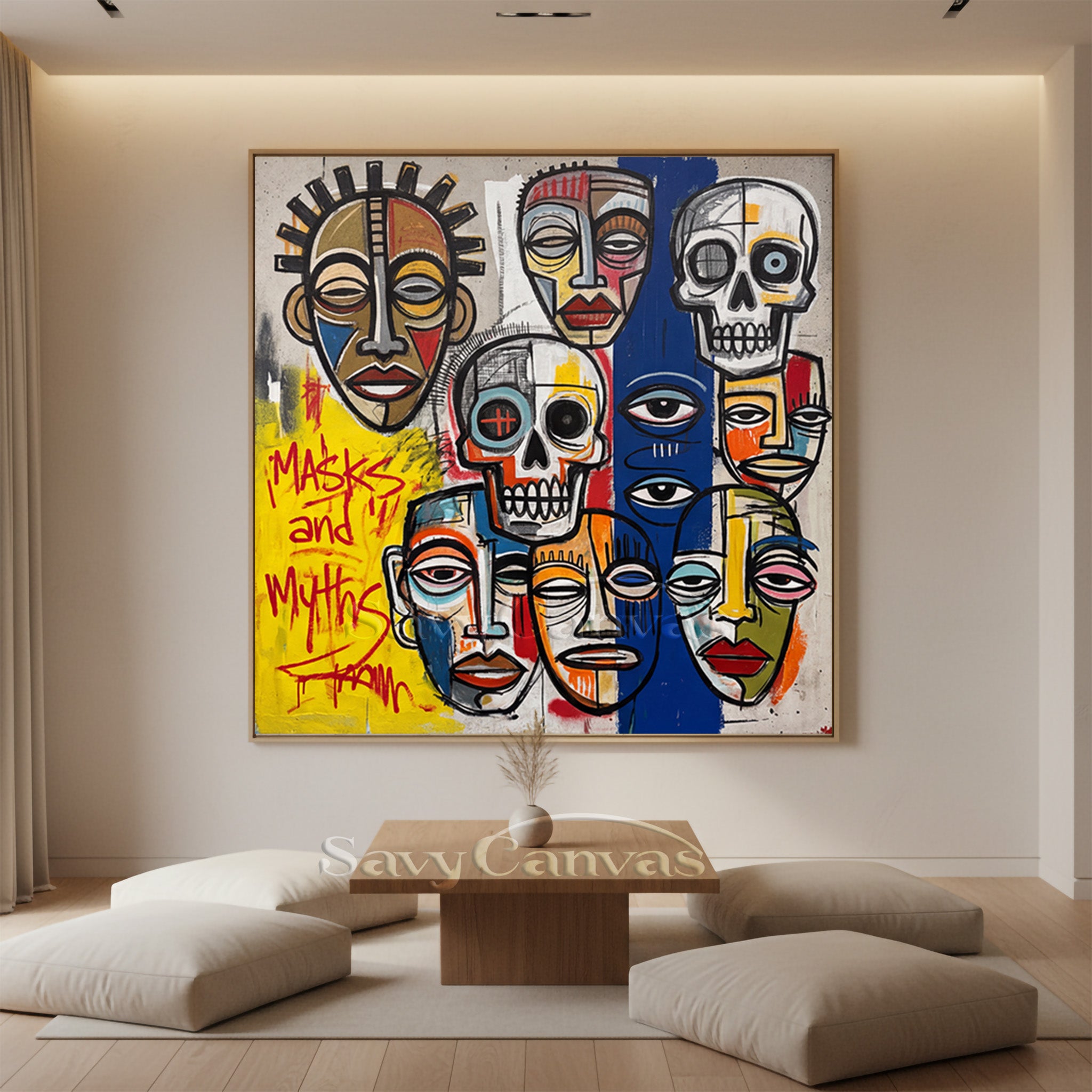 Masks & Myths Street Art Graffiti Oil Painting on Canvas #SS 051