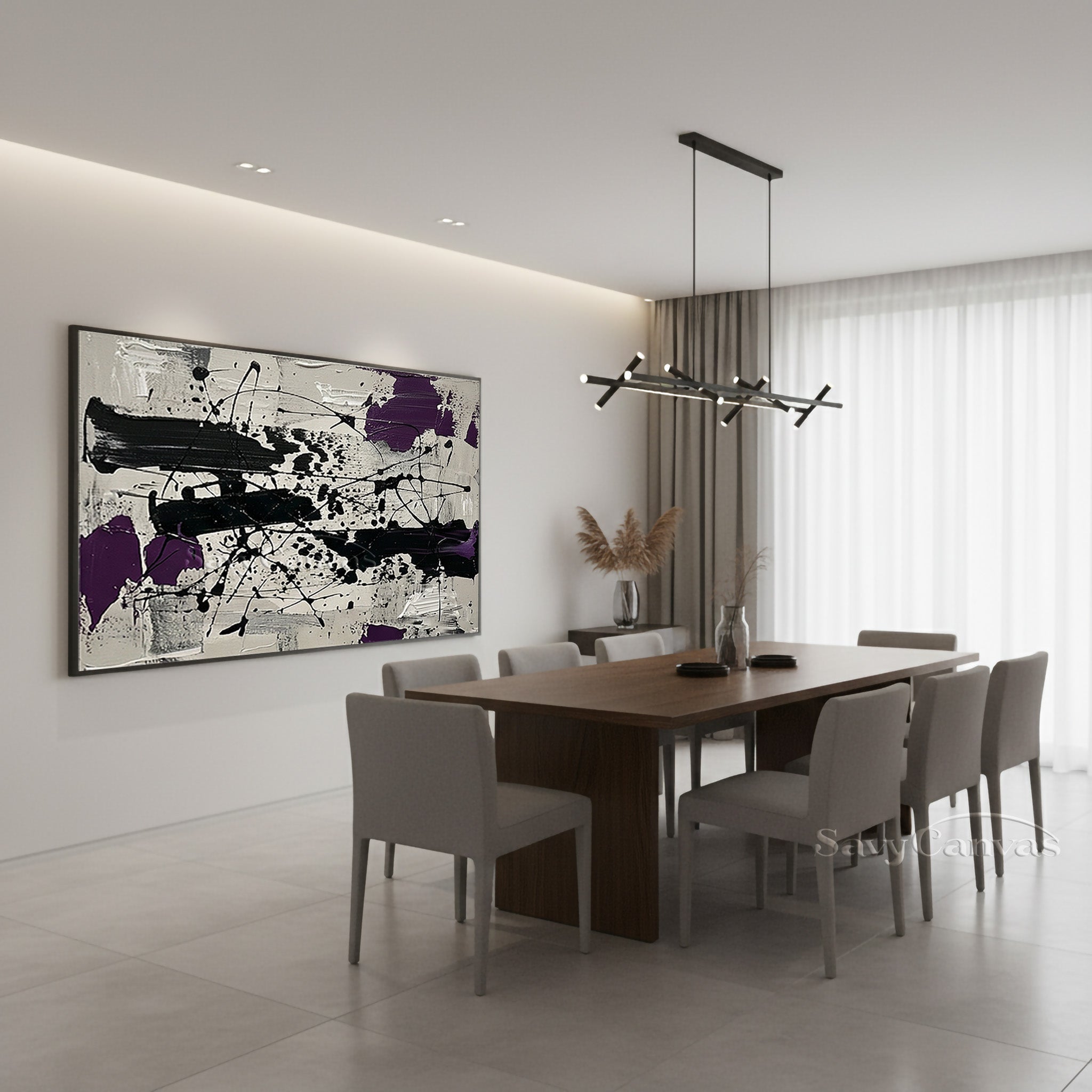 Original Pollock Style Drip Painting | Black & White Abstract #JJ 463