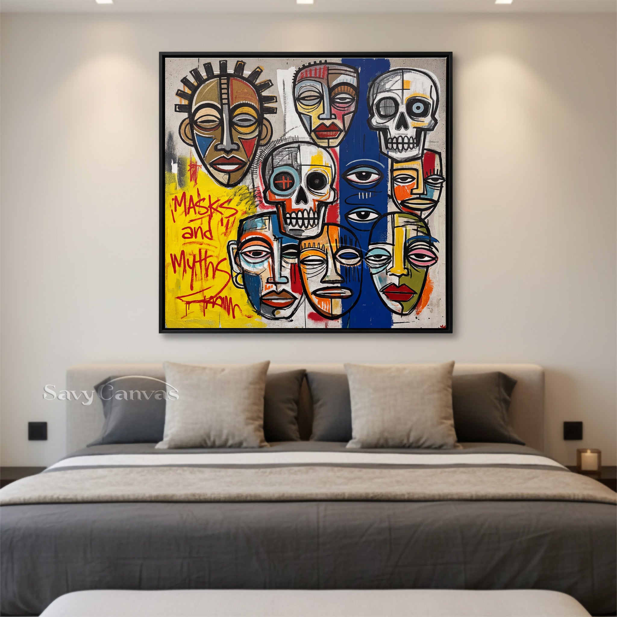 Masks & Myths Street Art Graffiti Oil Painting on Canvas #SS 051