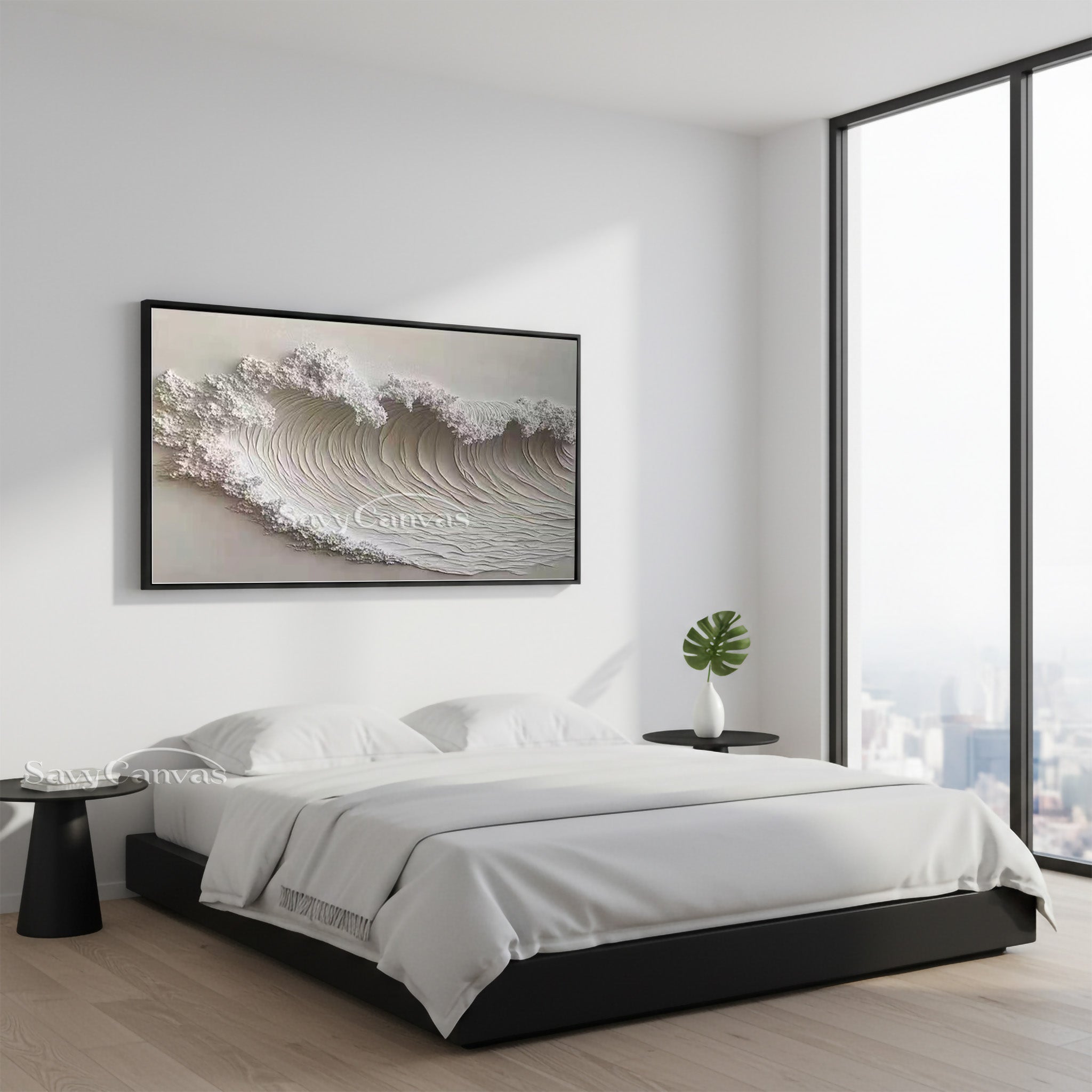 Abstract White Ocean Wave 3D Wall Sculpture - Plaster Art Painting #SS 028