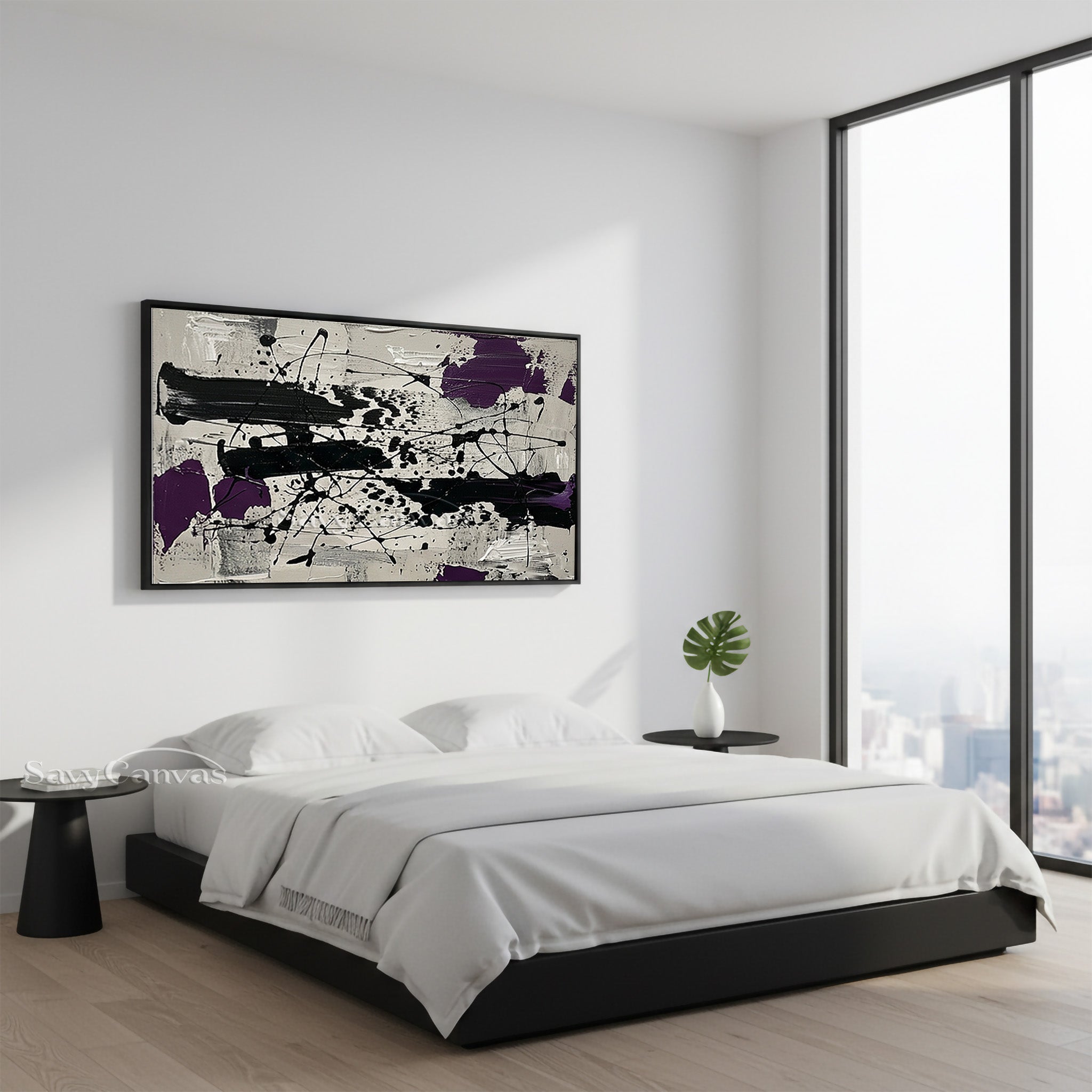 Original Pollock Style Drip Painting | Black & White Abstract #JJ 463