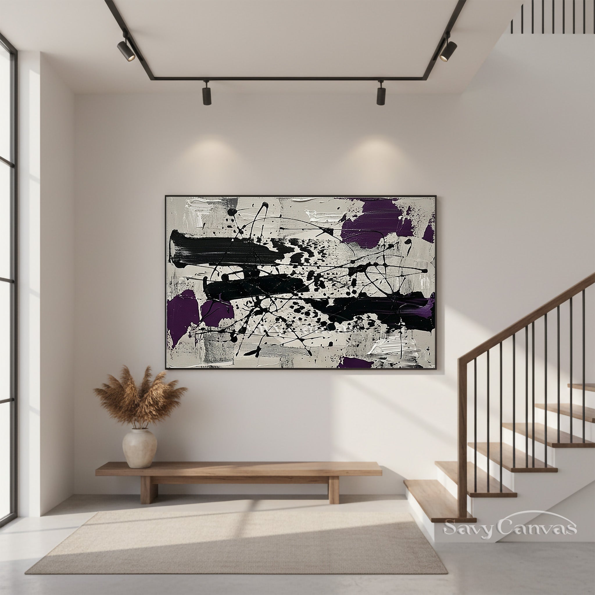 Original Pollock Style Drip Painting | Black & White Abstract #JJ 463