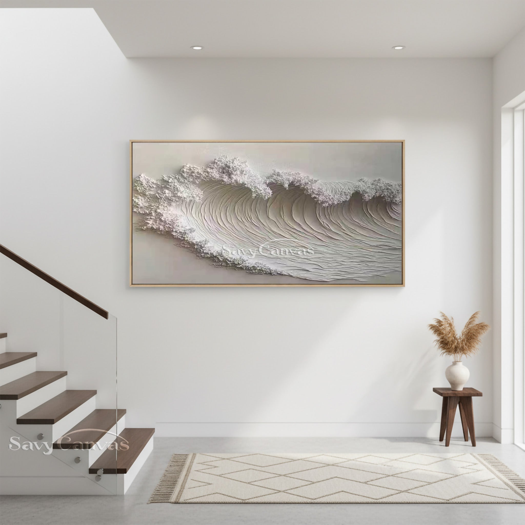 Abstract White Ocean Wave 3D Wall Sculpture - Plaster Art Painting #SS 028