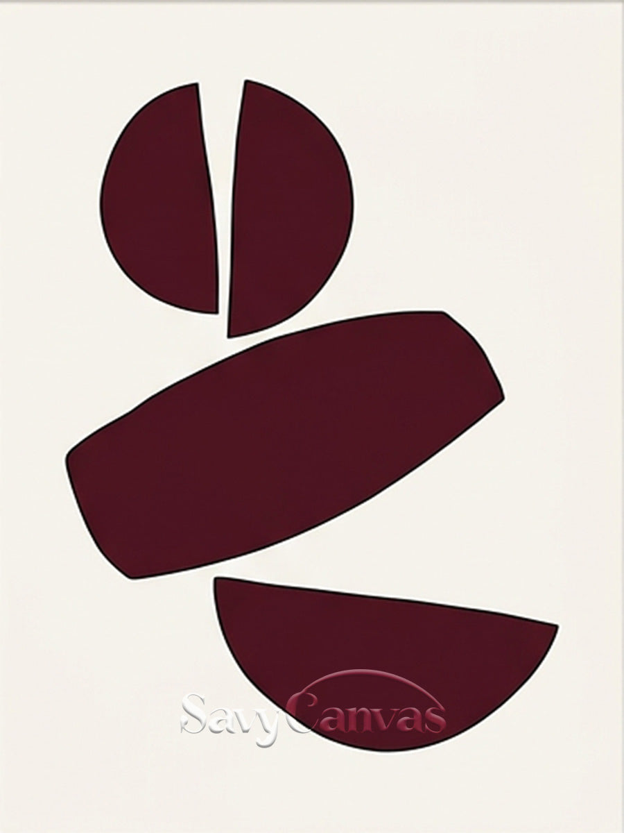 Modern Abstract Canvas Print | Burgundy Geometric Art