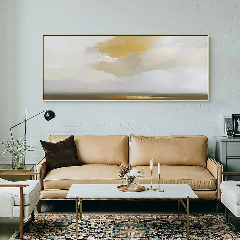 Earth Tone Horizon Abstract Wall Art-Modern Landscape Painting Canvas #JJ 263