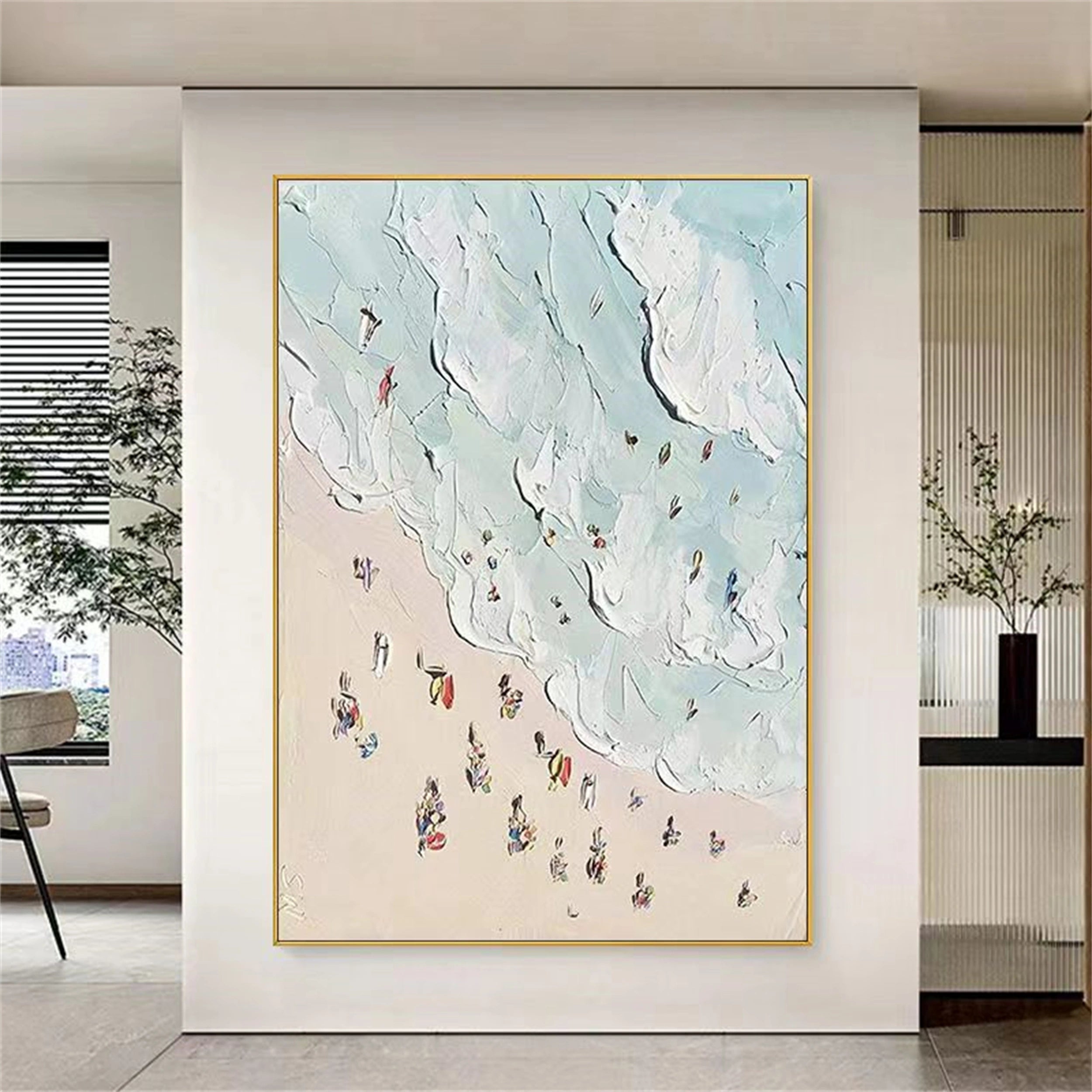 Colorful Beach Scene Abstract Painting - Modern Vibrant Art # JJ 132