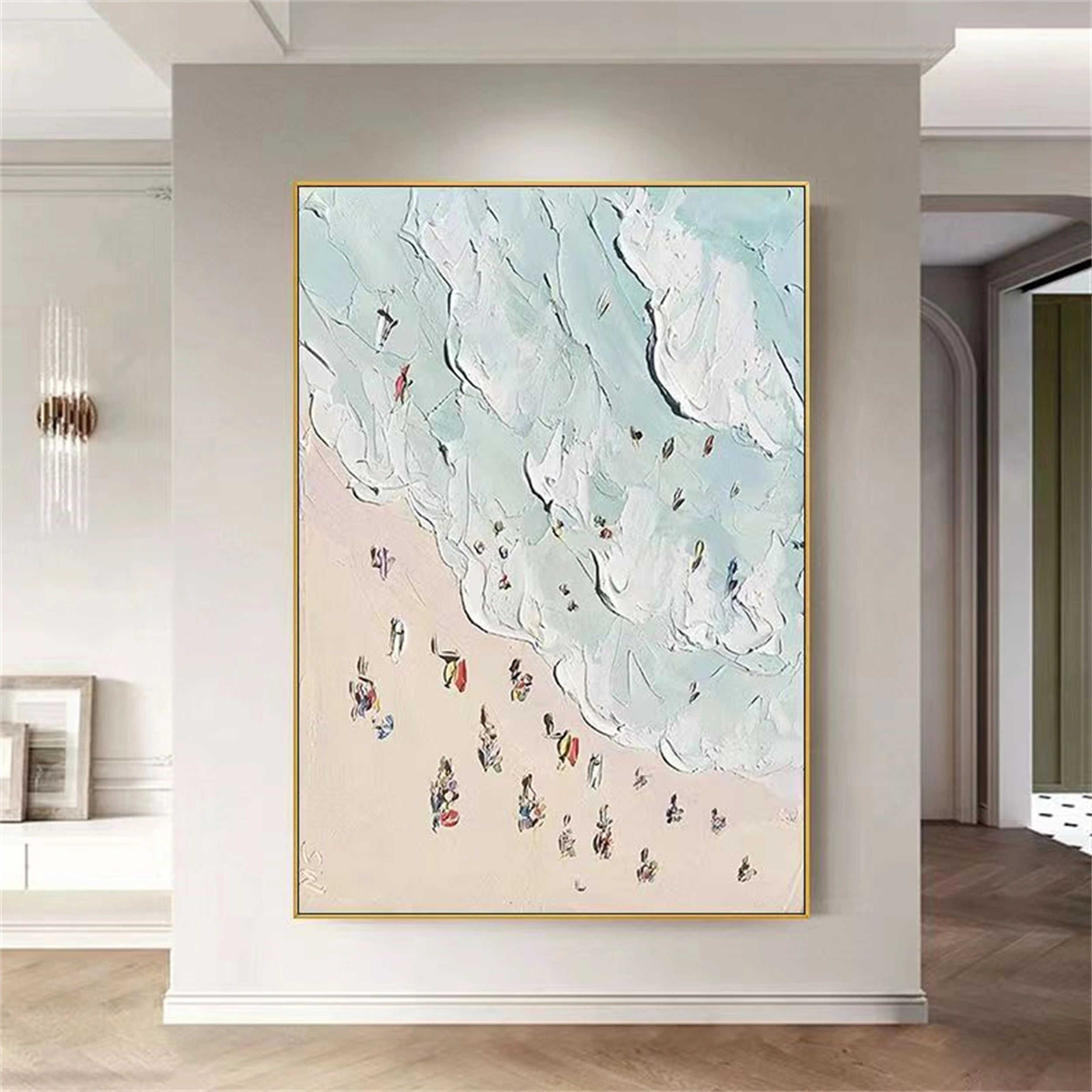 Colorful Beach Scene Abstract Painting - Modern Vibrant Art # JJ 132