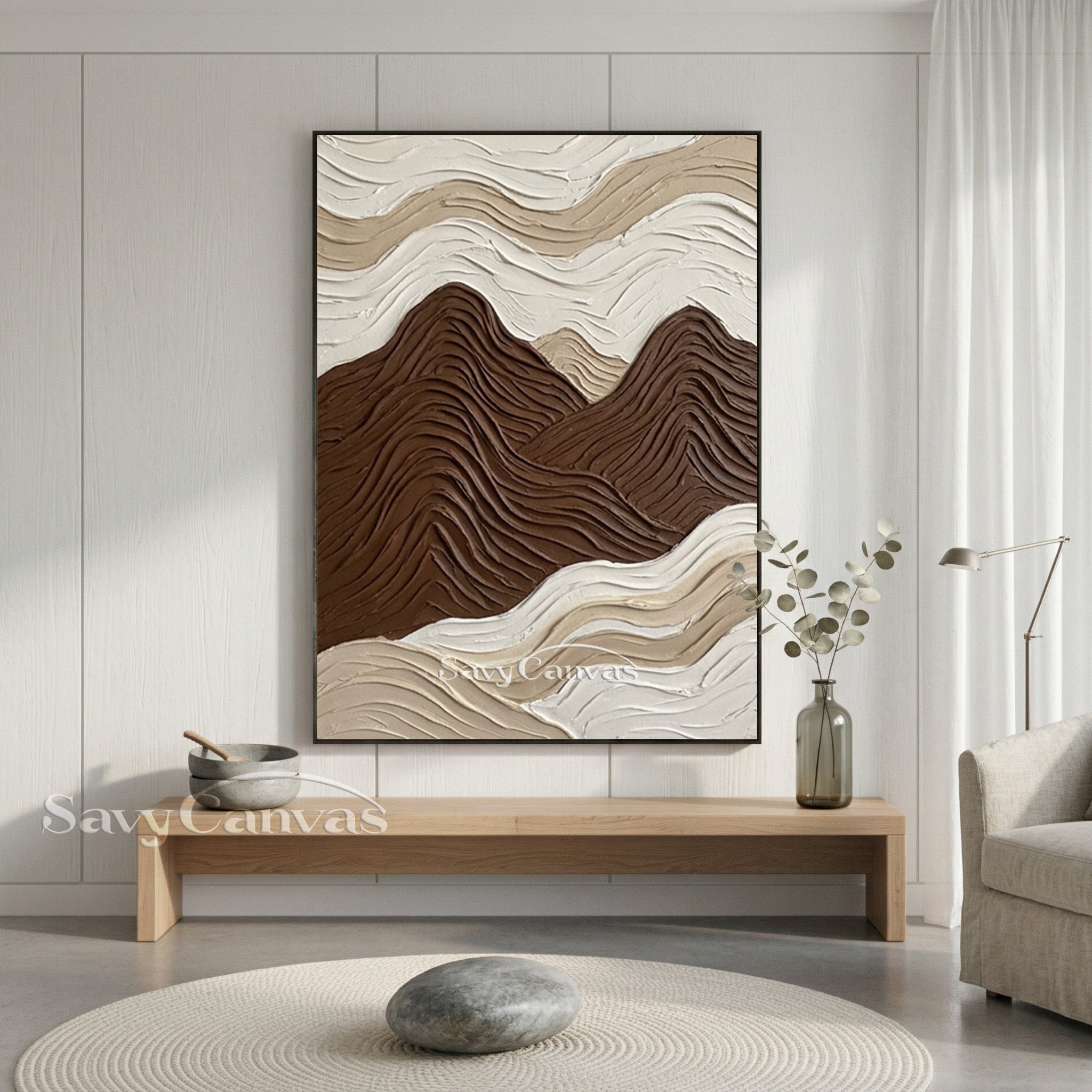 Modern 3D Textured Mountain Wall Art | Minimalist Neutral Oil Painting #SS 201