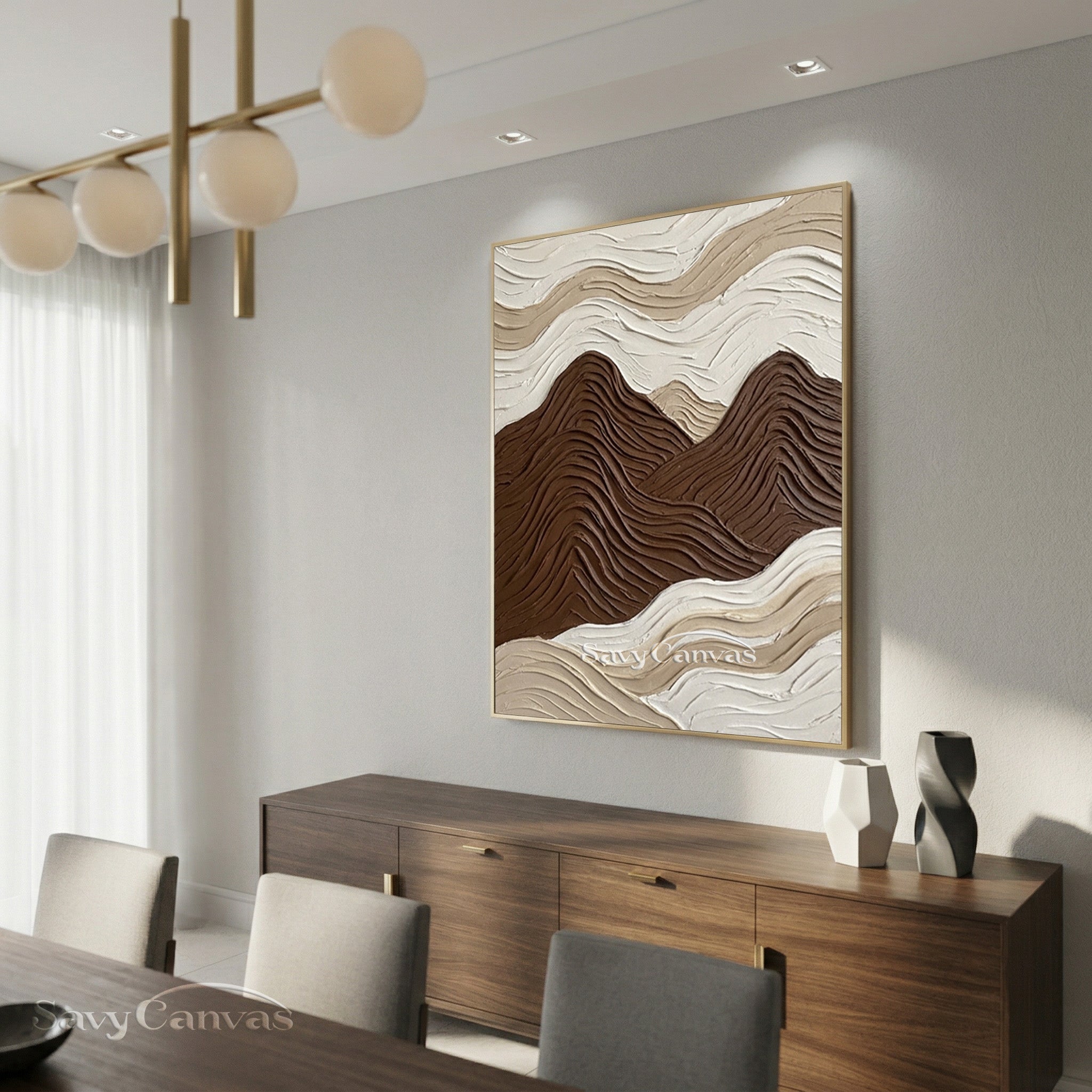 Modern 3D Textured Mountain Wall Art | Minimalist Neutral Oil Painting #SS 201