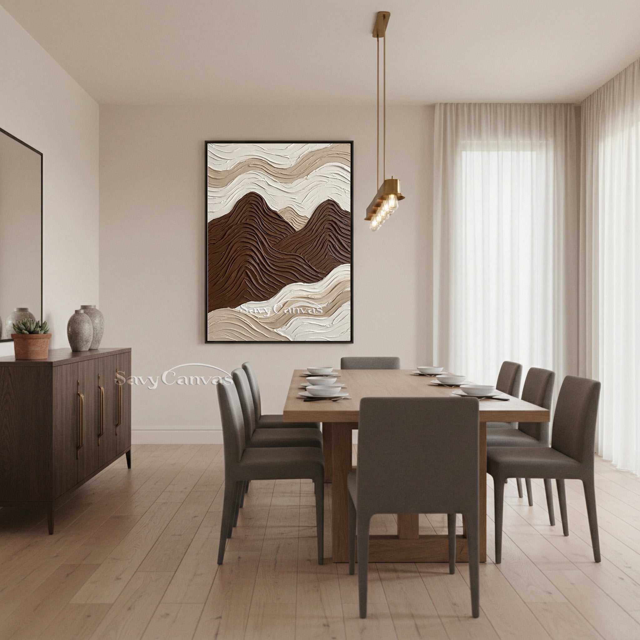 Modern 3D Textured Mountain Wall Art | Minimalist Neutral Oil Painting #SS 201