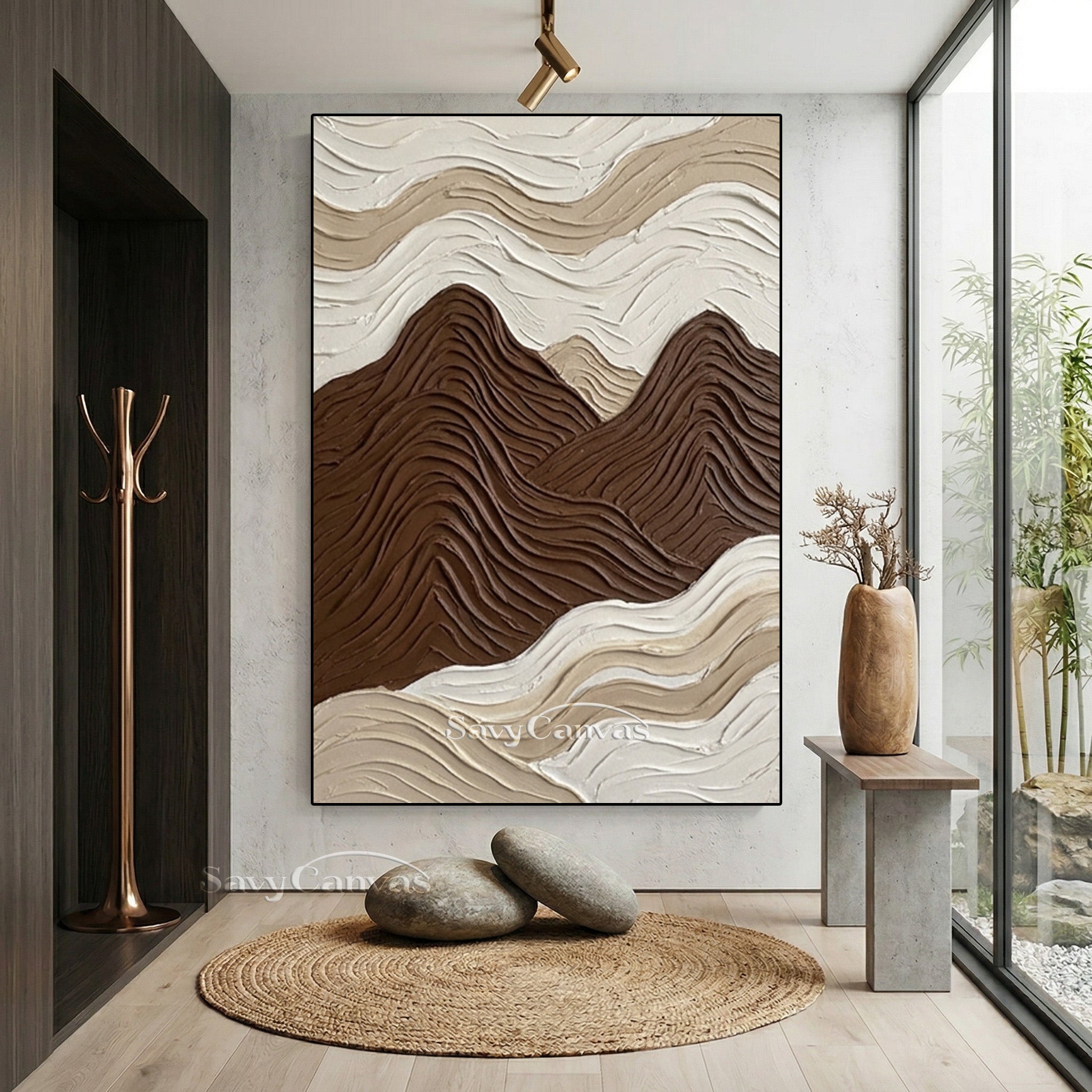 Modern 3D Textured Mountain Wall Art | Minimalist Neutral Oil Painting #SS 201