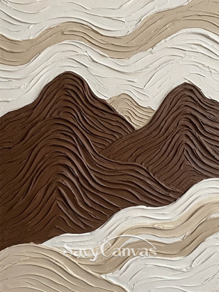 Modern 3D Textured Mountain Wall Art | Minimalist Neutral Oil Painting #SS 201