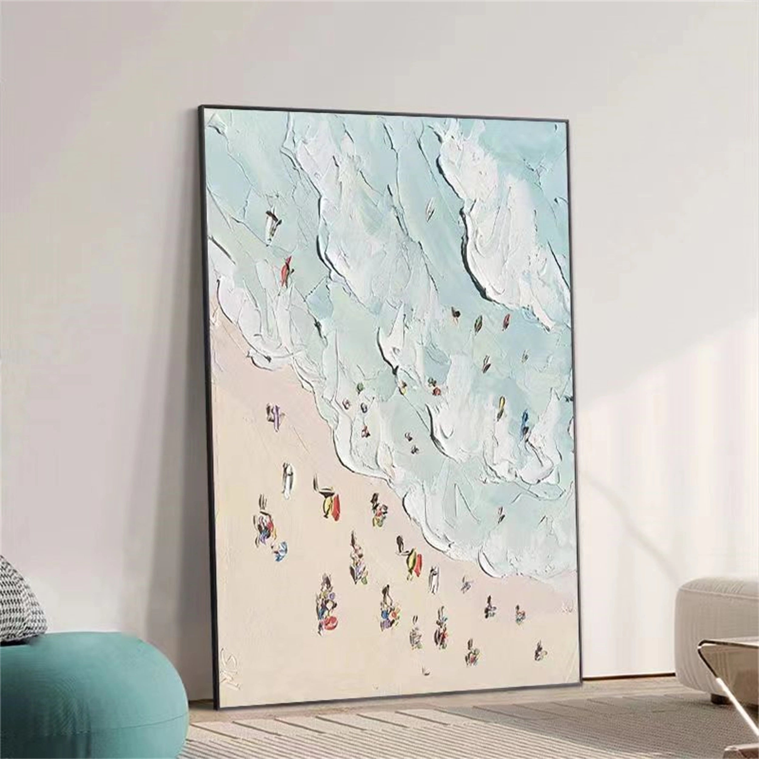 Colorful Beach Scene Abstract Painting - Modern Vibrant Art # JJ 132