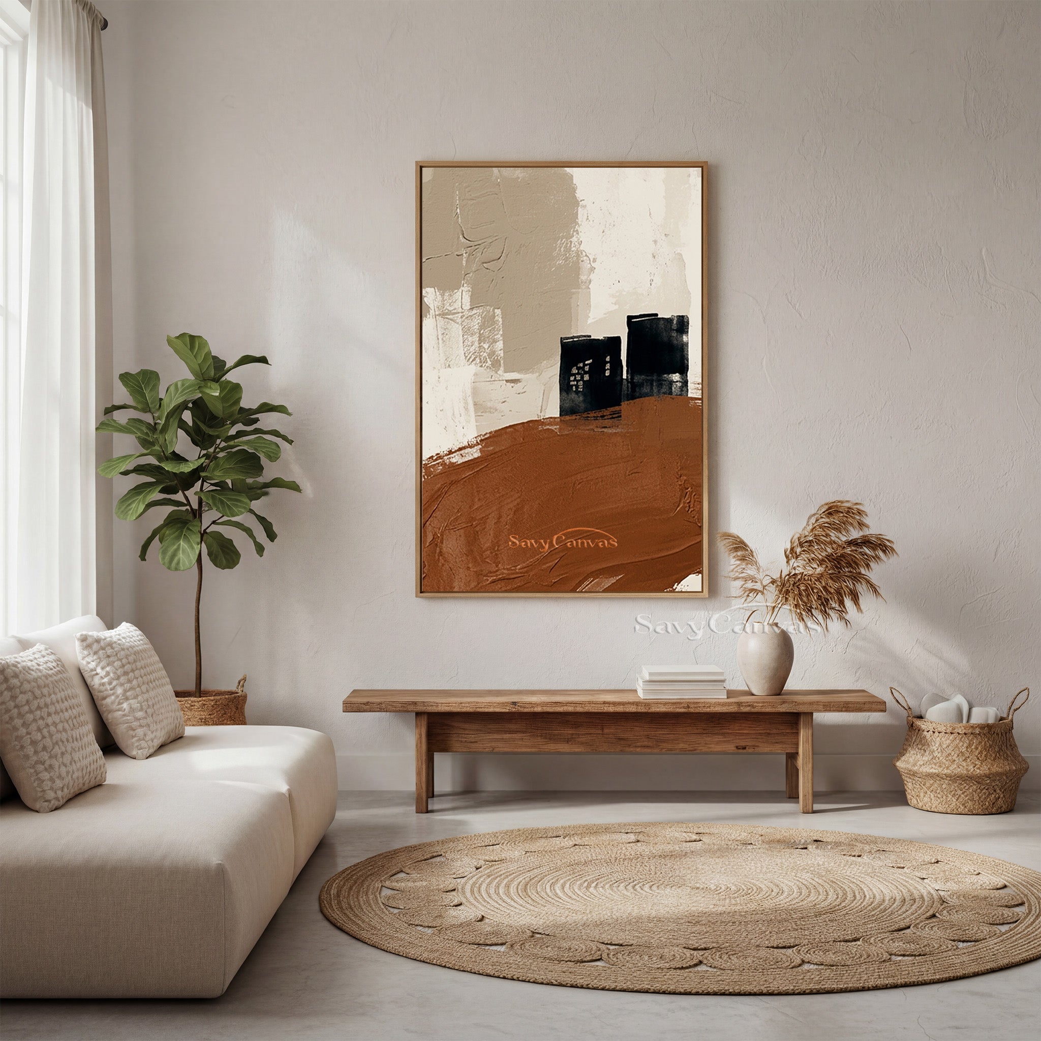 Abstract Minimalist Earth Tone Architecture Oil Painting Wall Art #SS 204