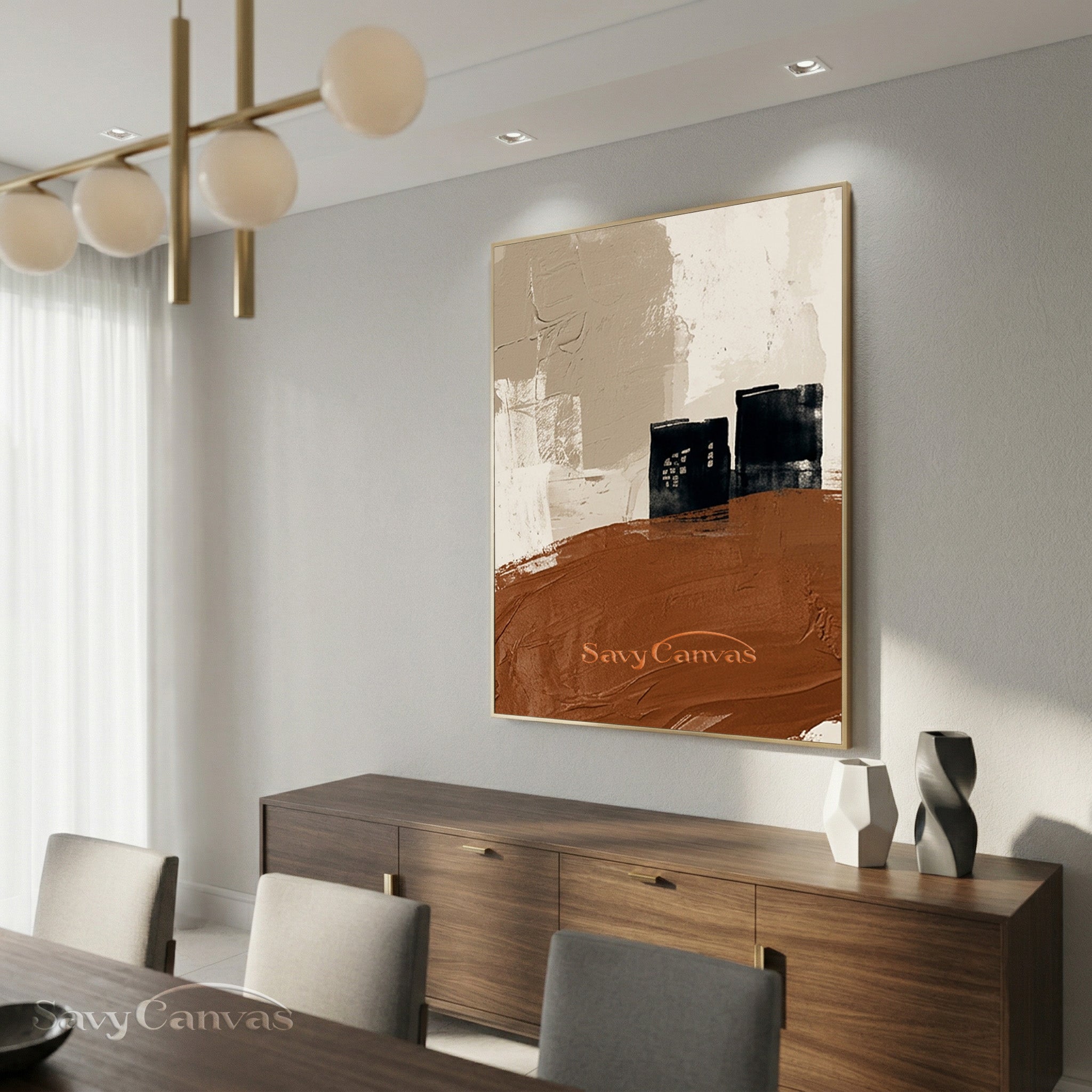 Abstract Minimalist Earth Tone Architecture Oil Painting Wall Art #SS 204